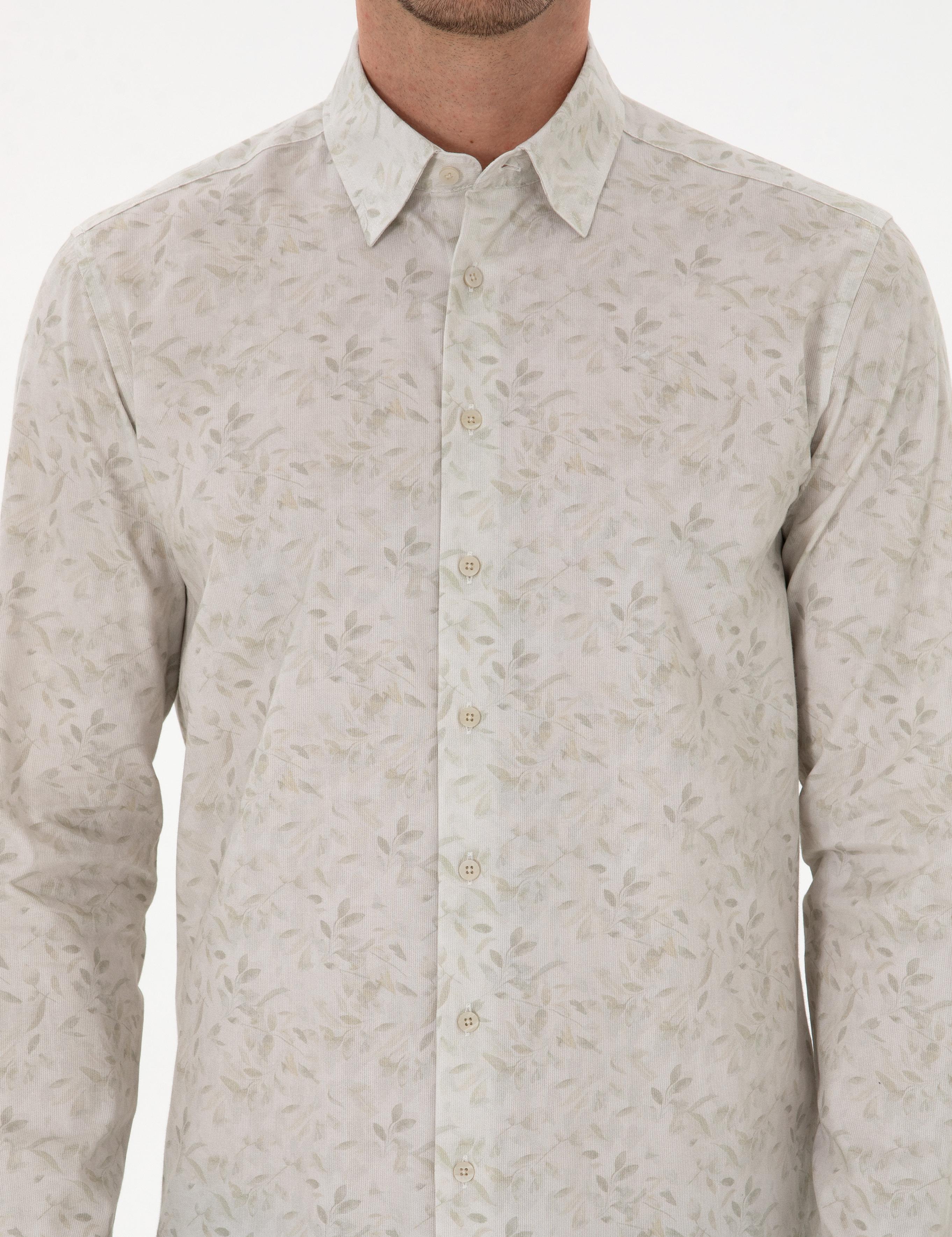 Bej Slim Fit % 100 Pamuk Gömlek - 50310525038