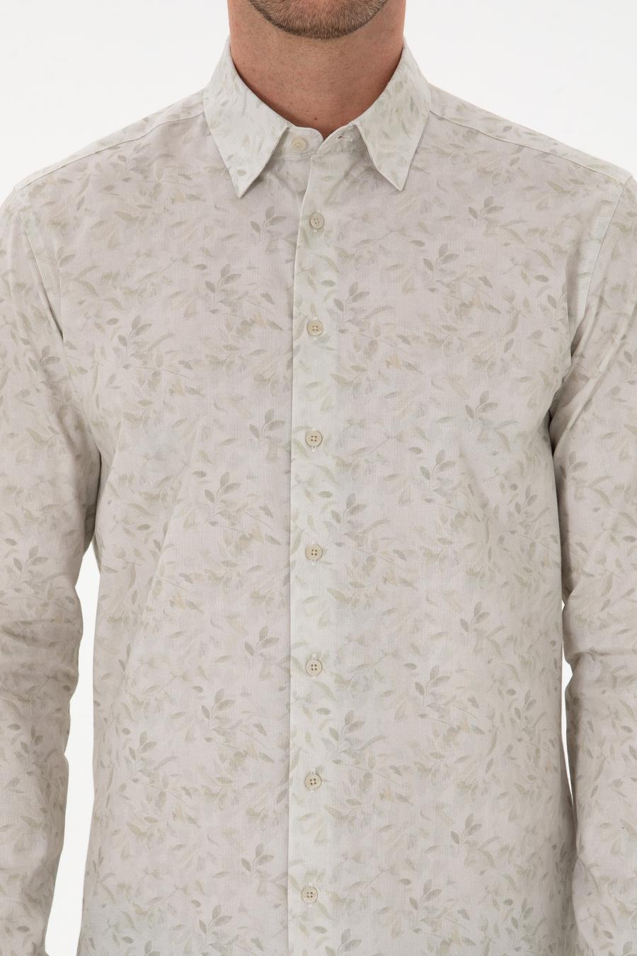 Bej Slim Fit % 100 Pamuk Gömlek - 50310525038