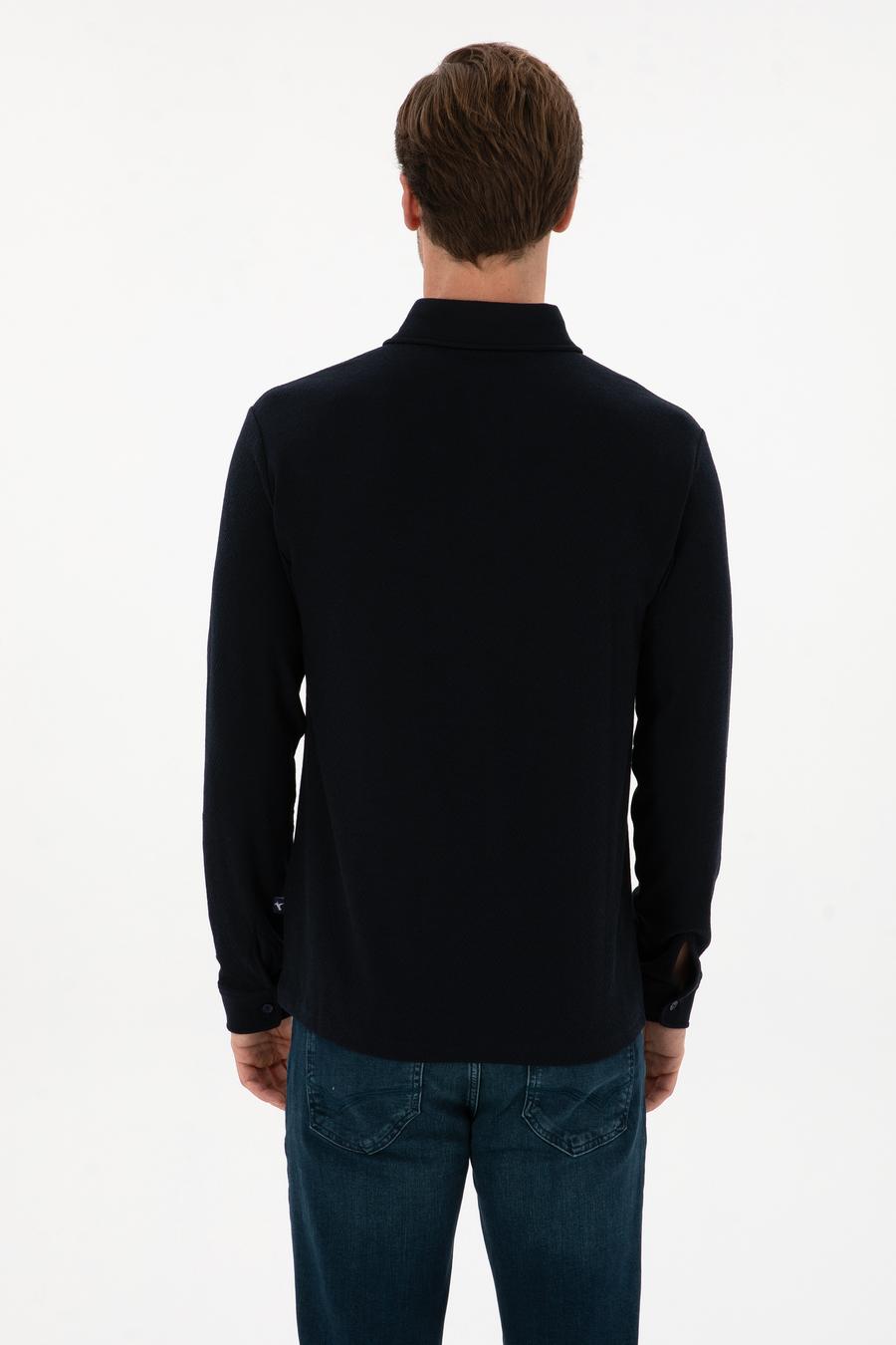 Lacivert Regular Fit Pamuk Karışımlı Polo Yaka Sweatshirt - 50311374011
