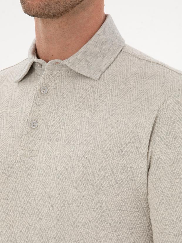 Taş Regular Fit Pamuk Karışımlı Polo Yaka Sweatshirt