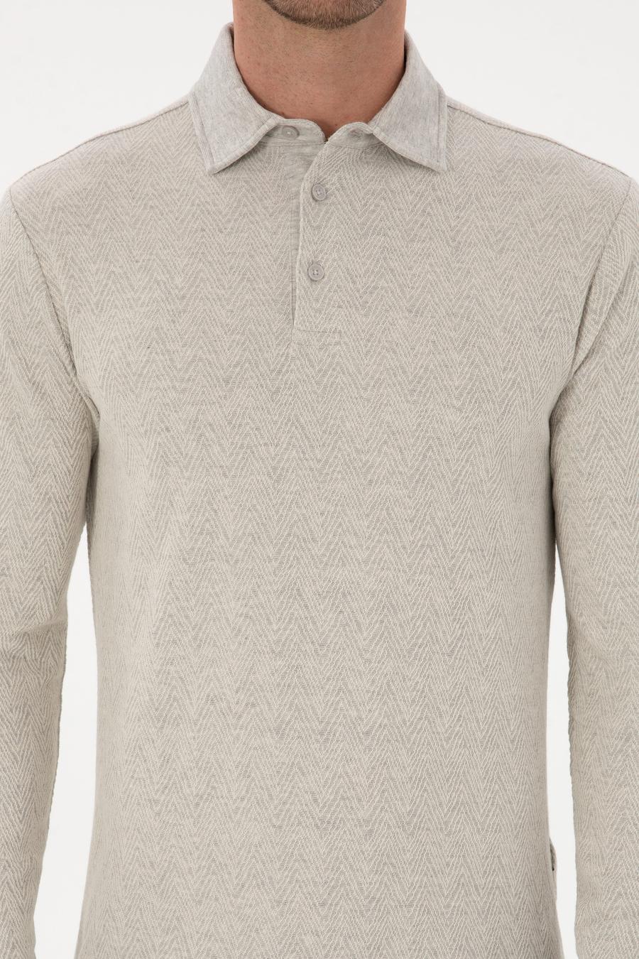 Taş Regular Fit Pamuk Karışımlı Polo Yaka Sweatshirt - 50311374047