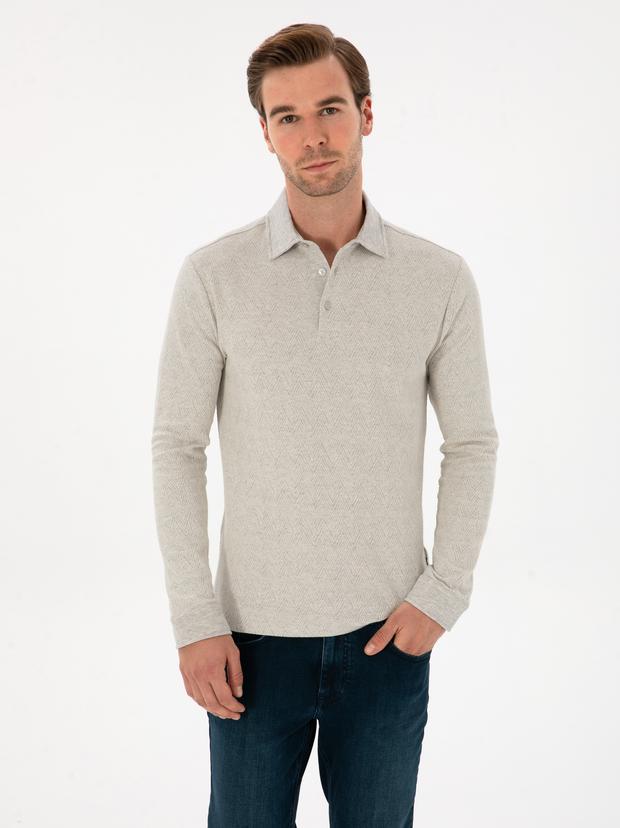 Taş Regular Fit Pamuk Karışımlı Polo Yaka Sweatshirt