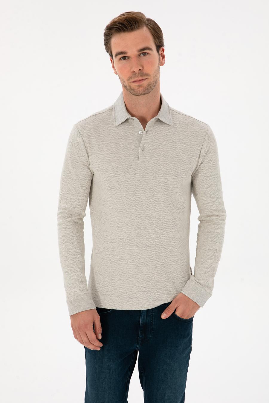 Taş Regular Fit Pamuk Karışımlı Polo Yaka Sweatshirt - 50311374047