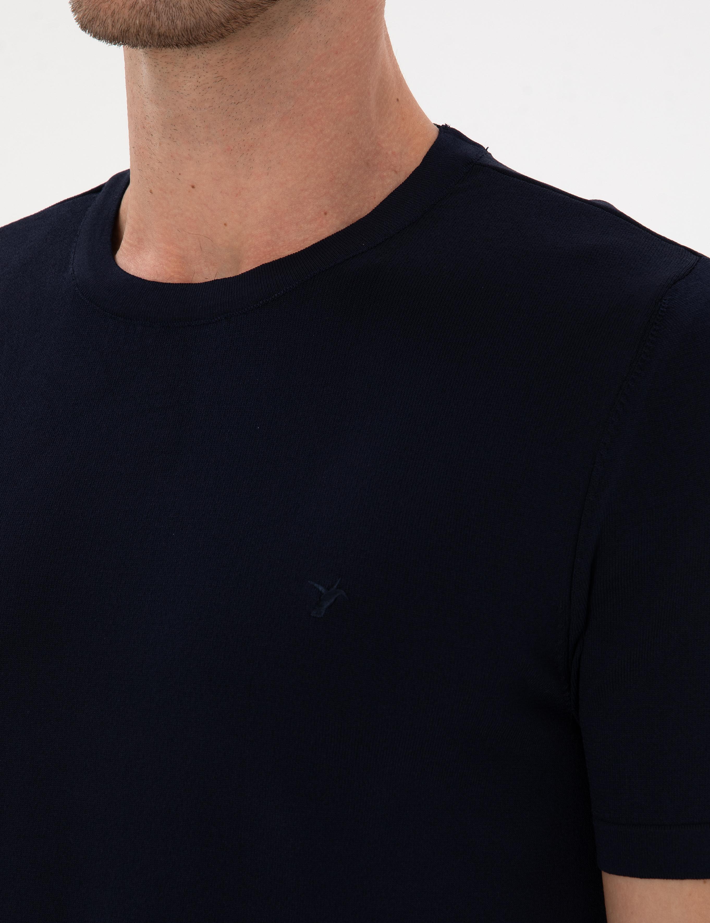 Lacivert Slim Fit Bisiklet Yaka Triko T-shirt - 50314608009
