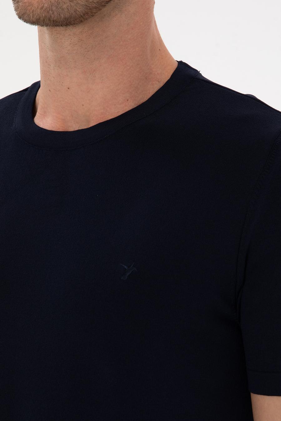 Lacivert Slim Fit Bisiklet Yaka Triko T-shirt - 50314608009