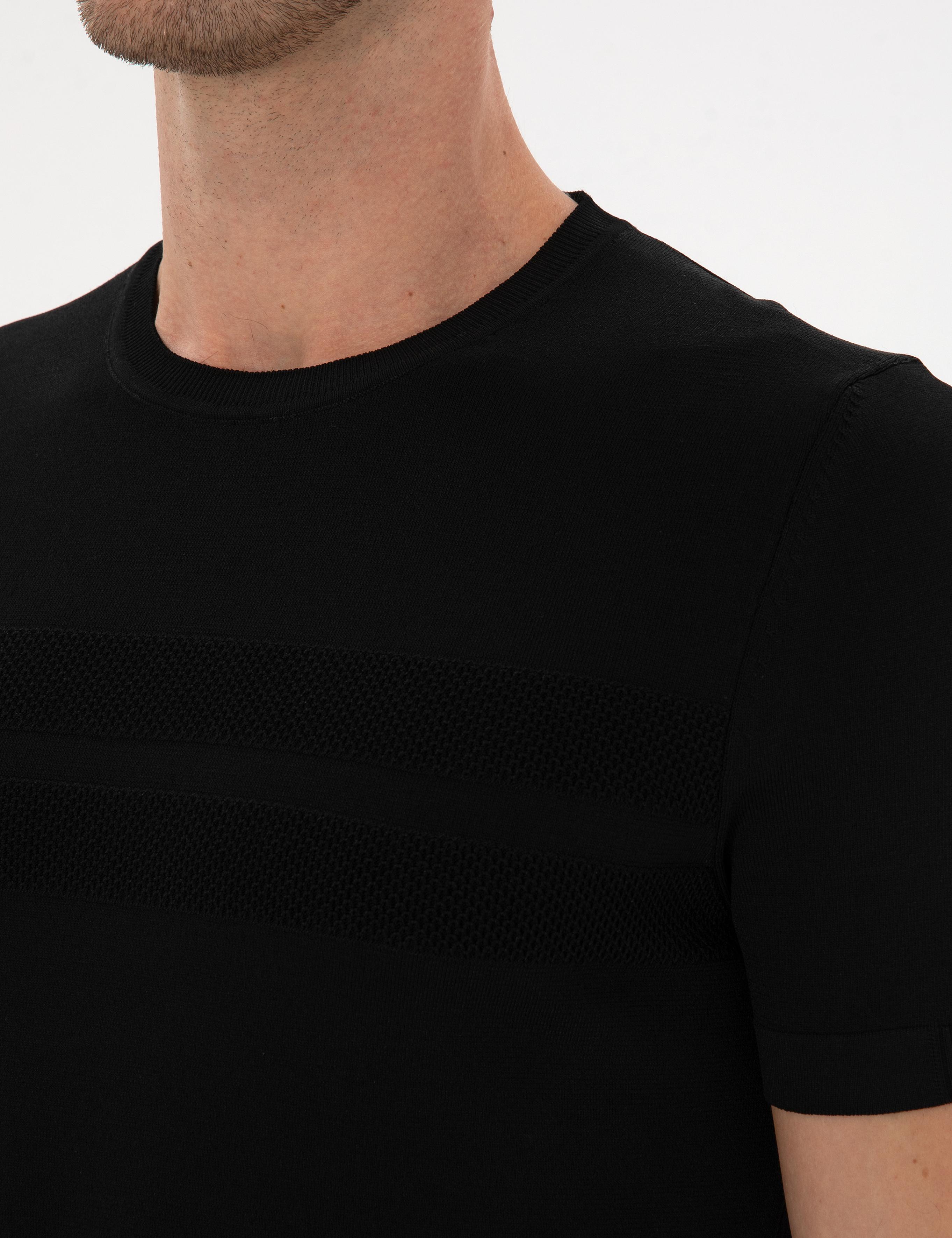 Siyah Slim Fit Bisiklet Yaka Triko T-shirt - 50311875077