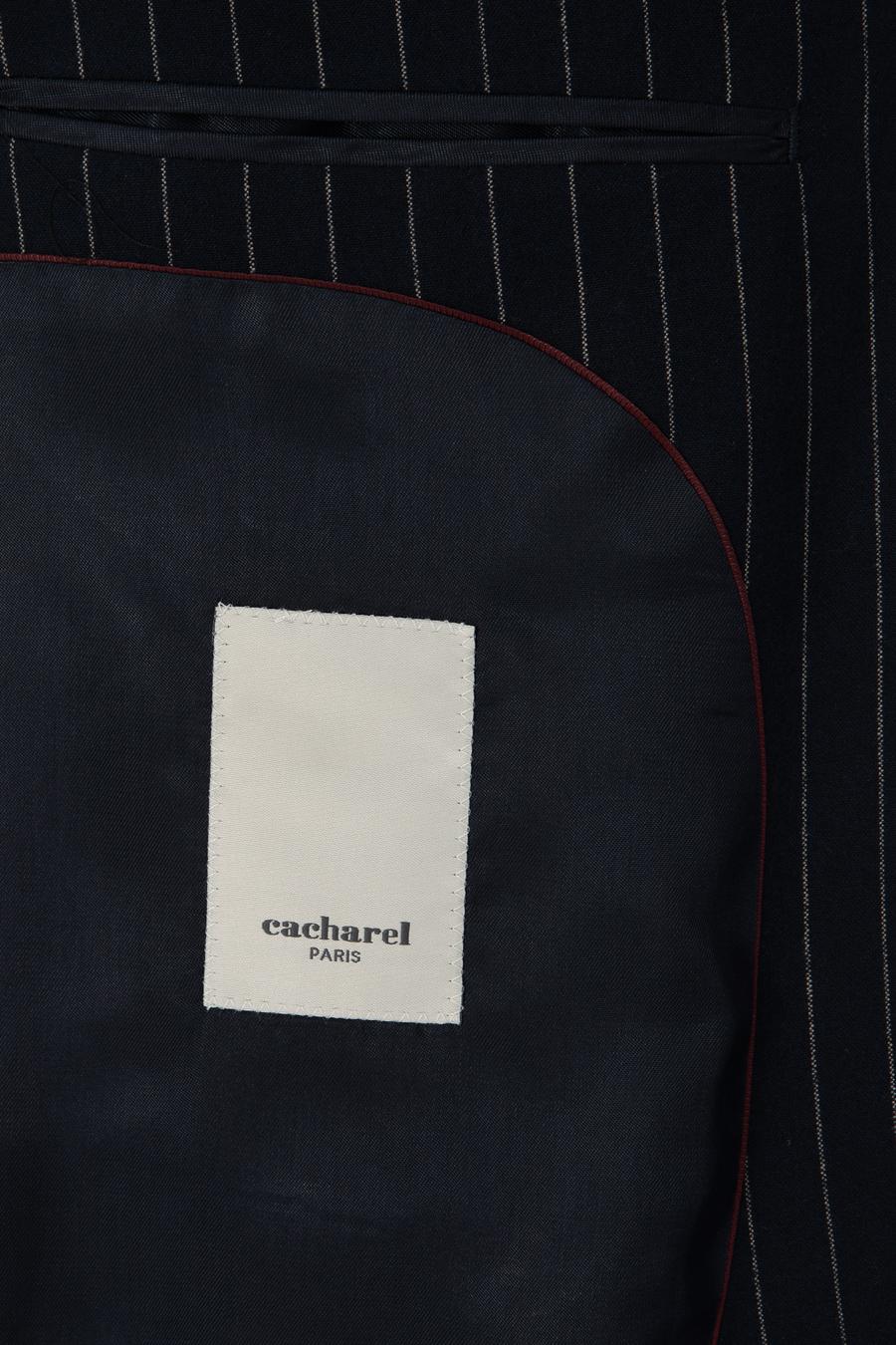 Lacivert Slim Fit Kırlangıç Yaka Çizgili Takım Elbise - 50311017074