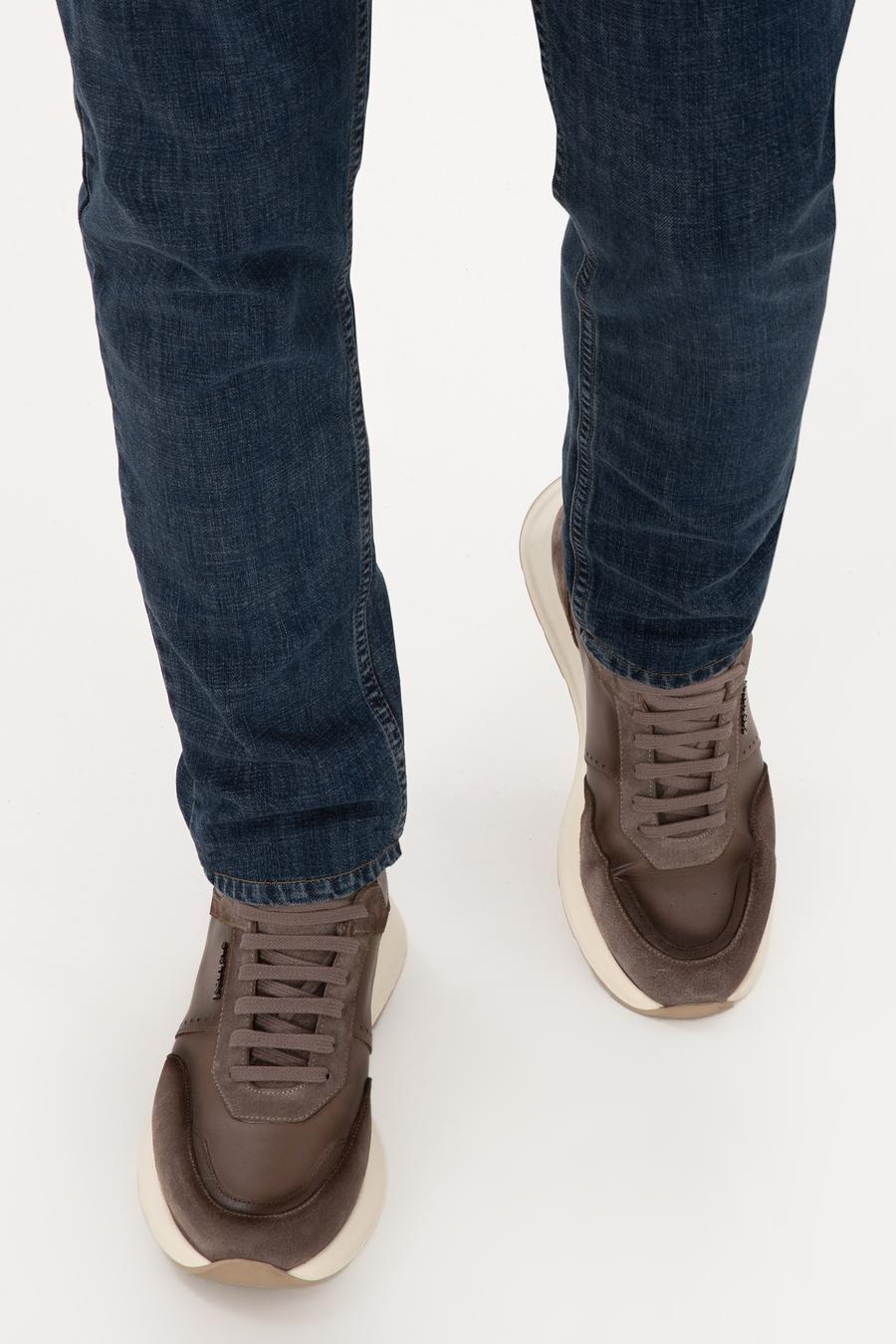 Kahverengi Eva Taban %100 Deri Sneaker Ayakkabı - 50312358014