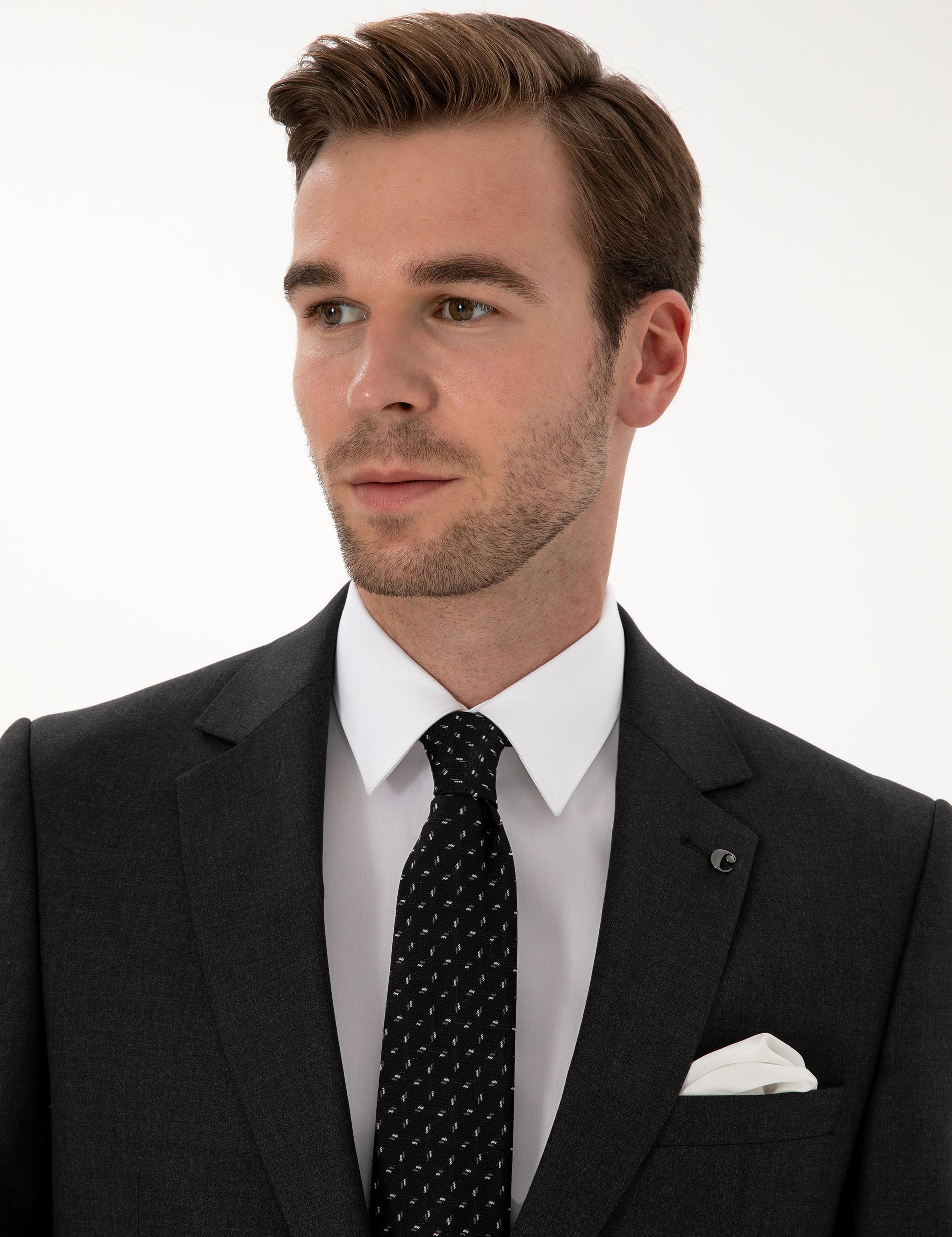 Füme Slim Fit Mikro Desenli Yün Karışımlı Takım Elbise - 50318061023
