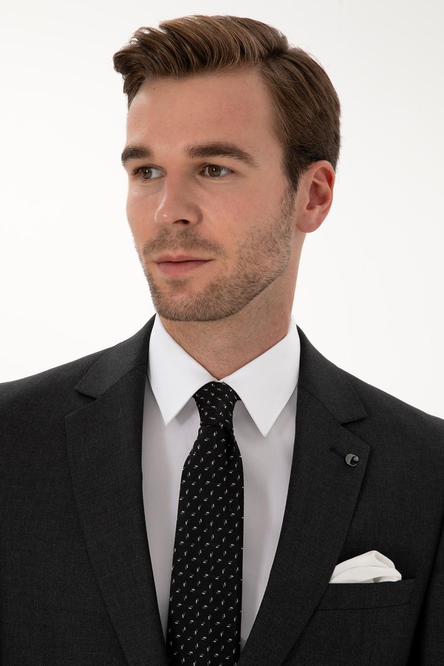 Füme Slim Fit Mikro Desenli Yün Karışımlı Takım Elbise - 50318061023