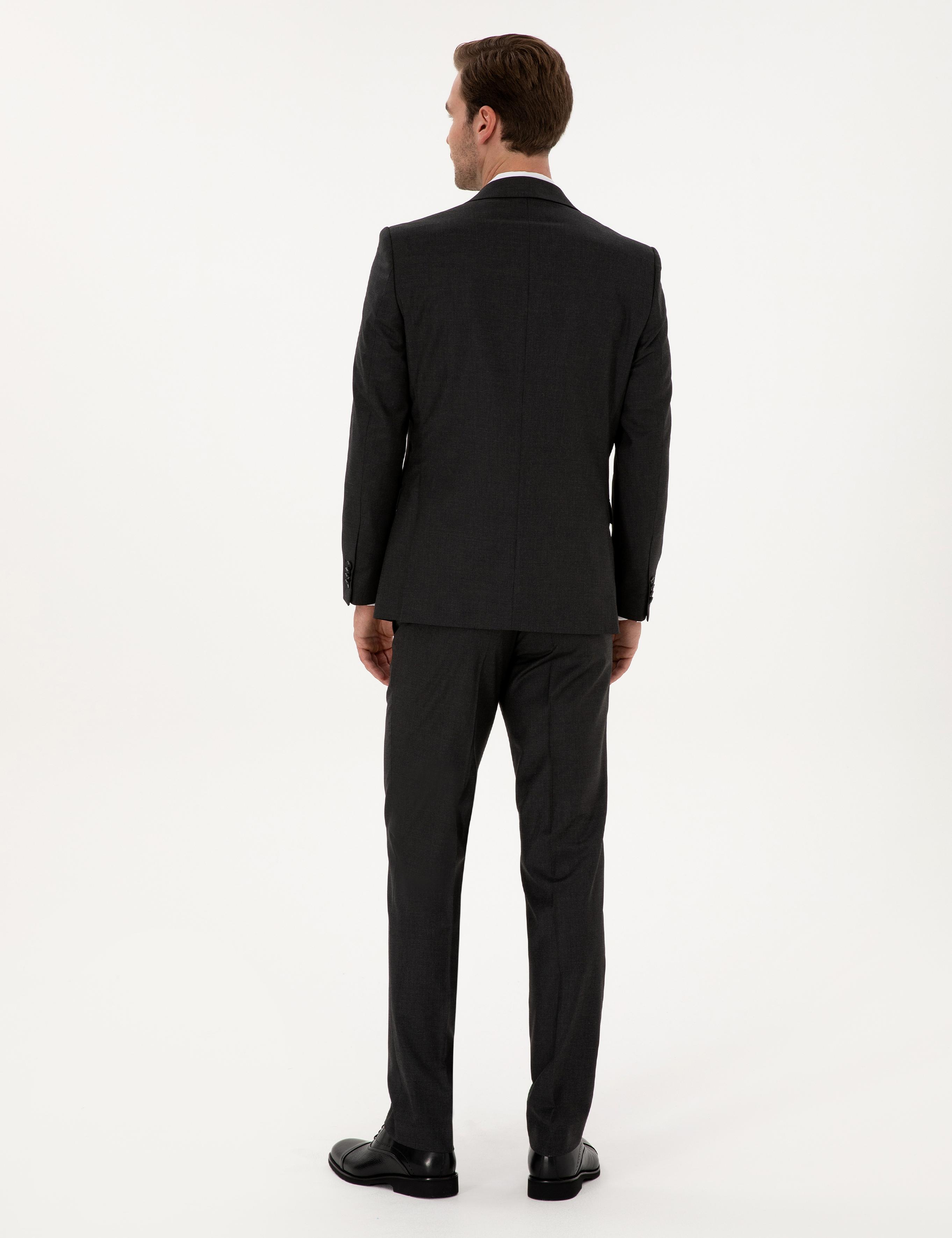Füme Slim Fit Mikro Desenli Yün Karışımlı Takım Elbise - 50318061023