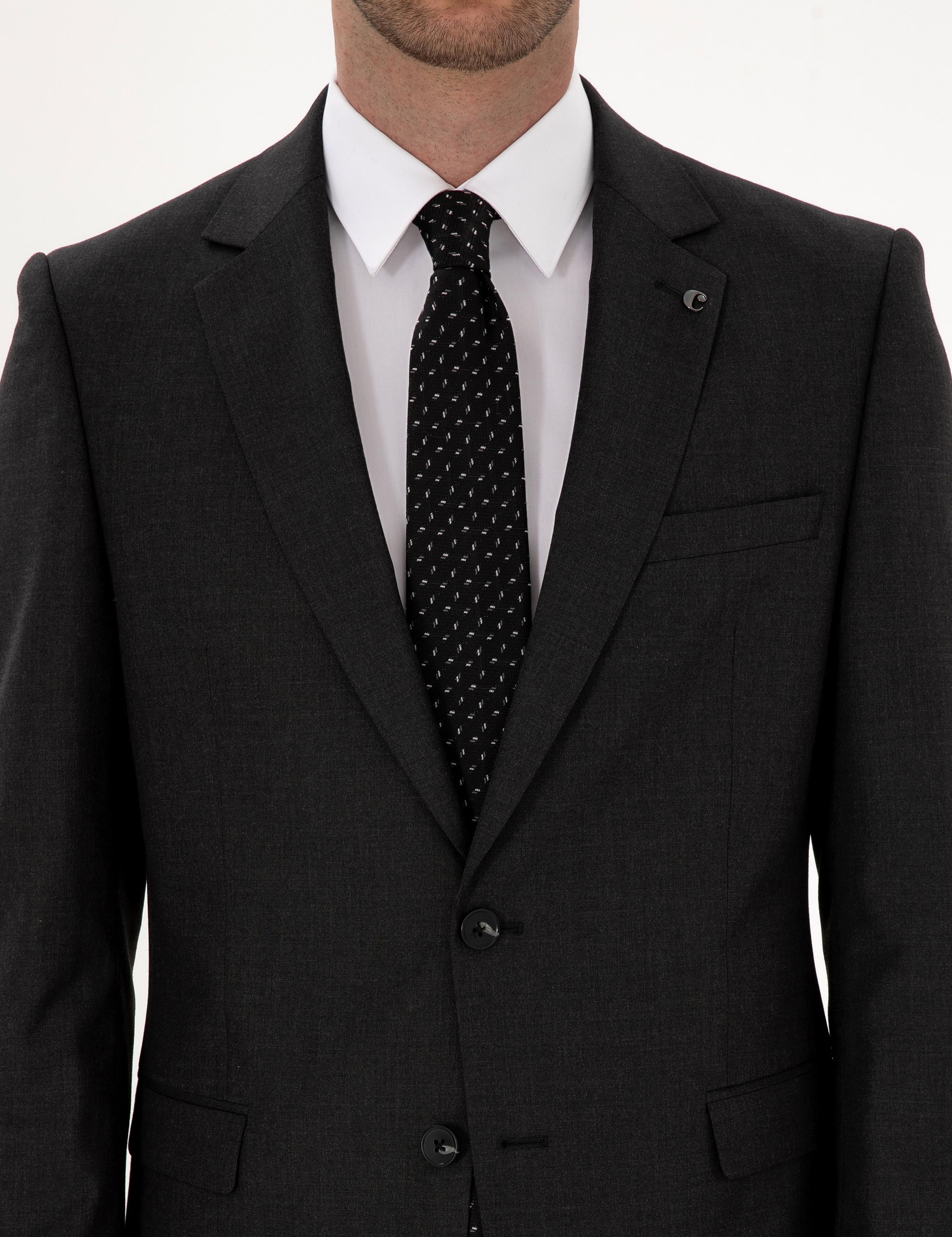 Füme Slim Fit Mikro Desenli Yün Karışımlı Takım Elbise - 50318061023