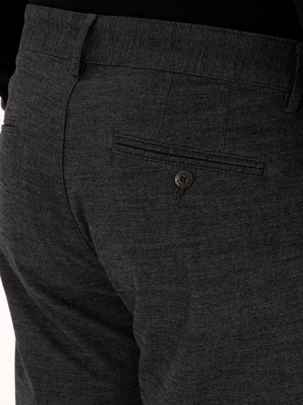 Antrasit Slim Fit Pamuk Karışımlı Armürlü Kanvas Pantolon