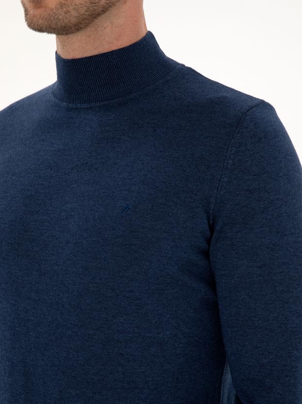 İndigo Slim Fit Pamuk Karışımlı Yarım Balıkçı Yaka Triko Kazak
