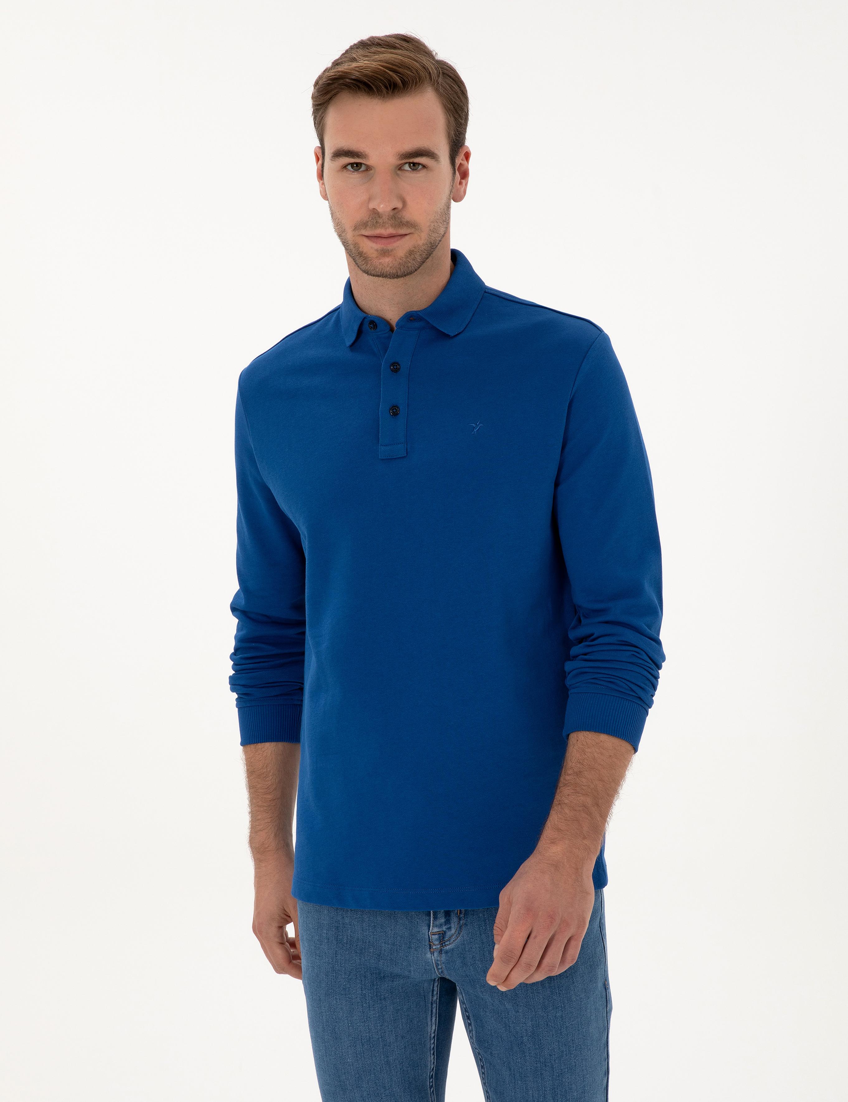 İndigo Regular Fit %100 Pamuk 3 İplik Polo Yaka Sweatshirt - 50318960046
