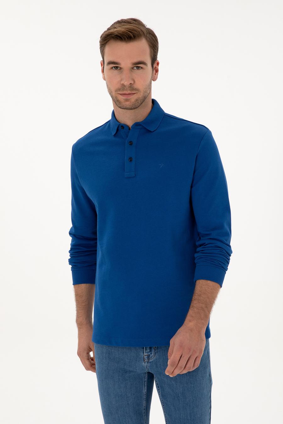 İndigo Regular Fit %100 Pamuk 3 İplik Polo Yaka Sweatshirt - 50318960046