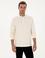 Ekru Regular Fit %100 Pamuk 3 İplik Polo Yaka Sweatshirt