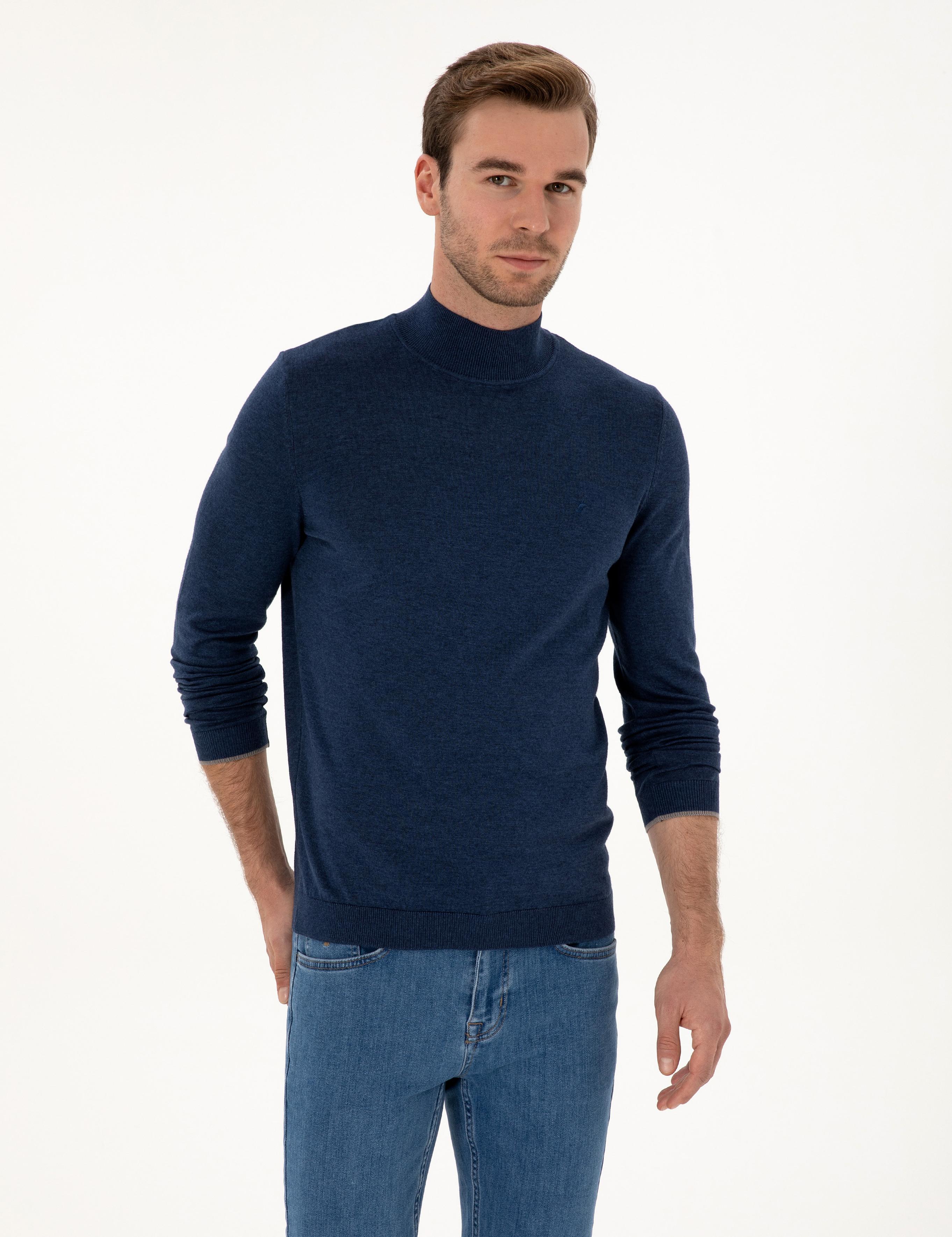 İndigo Slim Fit Pamuk Karışımlı Yarım Balıkçı Yaka Triko Kazak - 50318677019