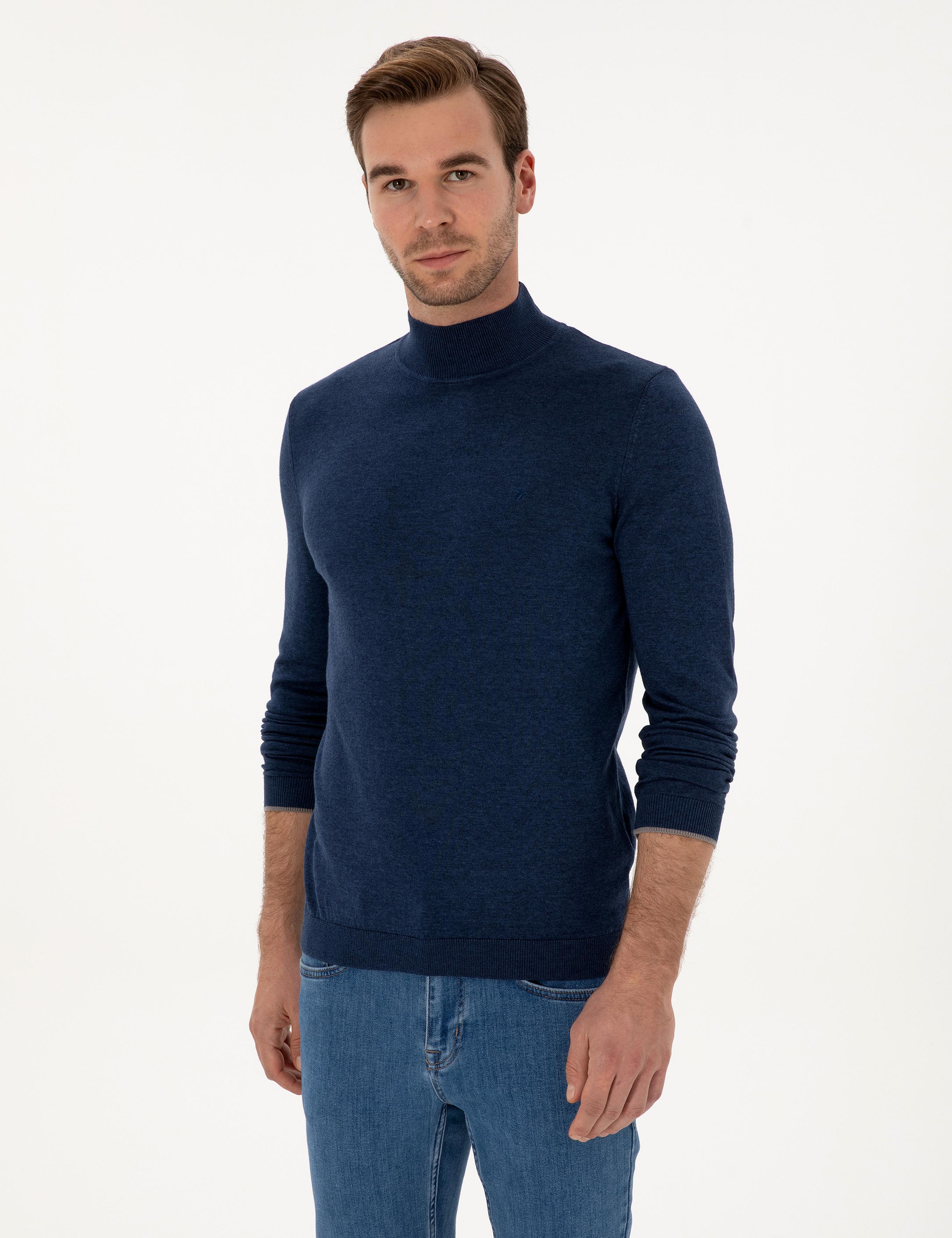 İndigo Slim Fit Pamuk Karışımlı Yarım Balıkçı Yaka Triko Kazak - 50318677019