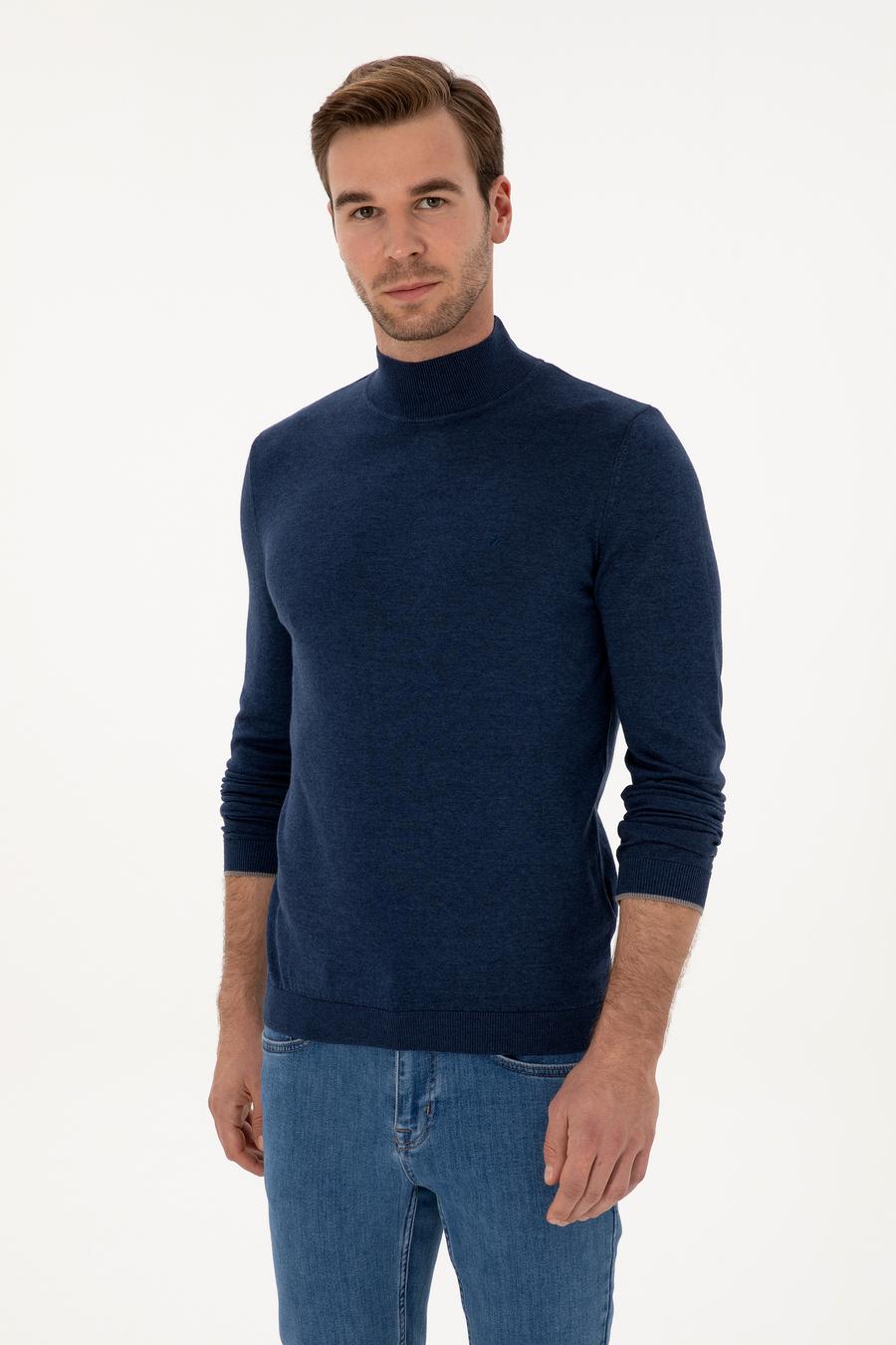 İndigo Slim Fit Pamuk Karışımlı Yarım Balıkçı Yaka Triko Kazak - 50318677019