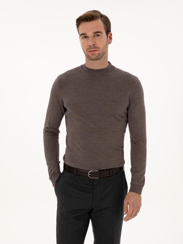 Vizon Slim Fit Kaşmir İpek Karışımlı Çeyrek Balıkçı Yaka Triko Kazak