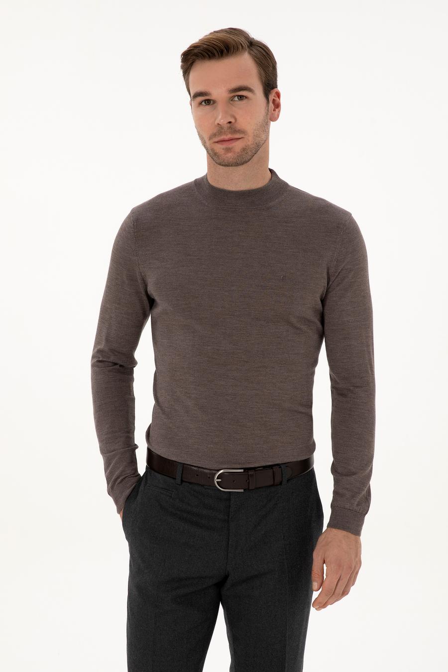 Vizon Slim Fit Kaşmir İpek Karışımlı Çeyrek Balıkçı Yaka Triko Kazak - 50316299012