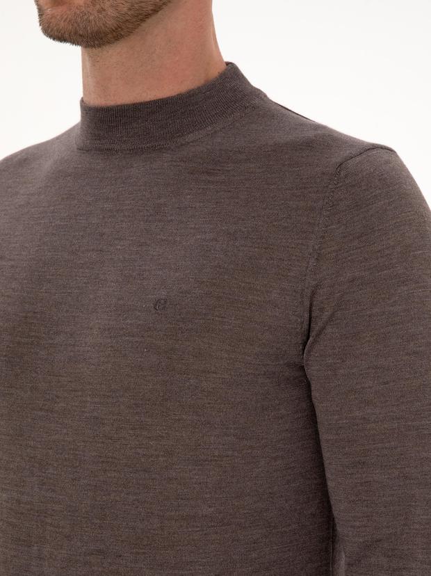 Vizon Slim Fit Kaşmir İpek Karışımlı Çeyrek Balıkçı Yaka Triko Kazak