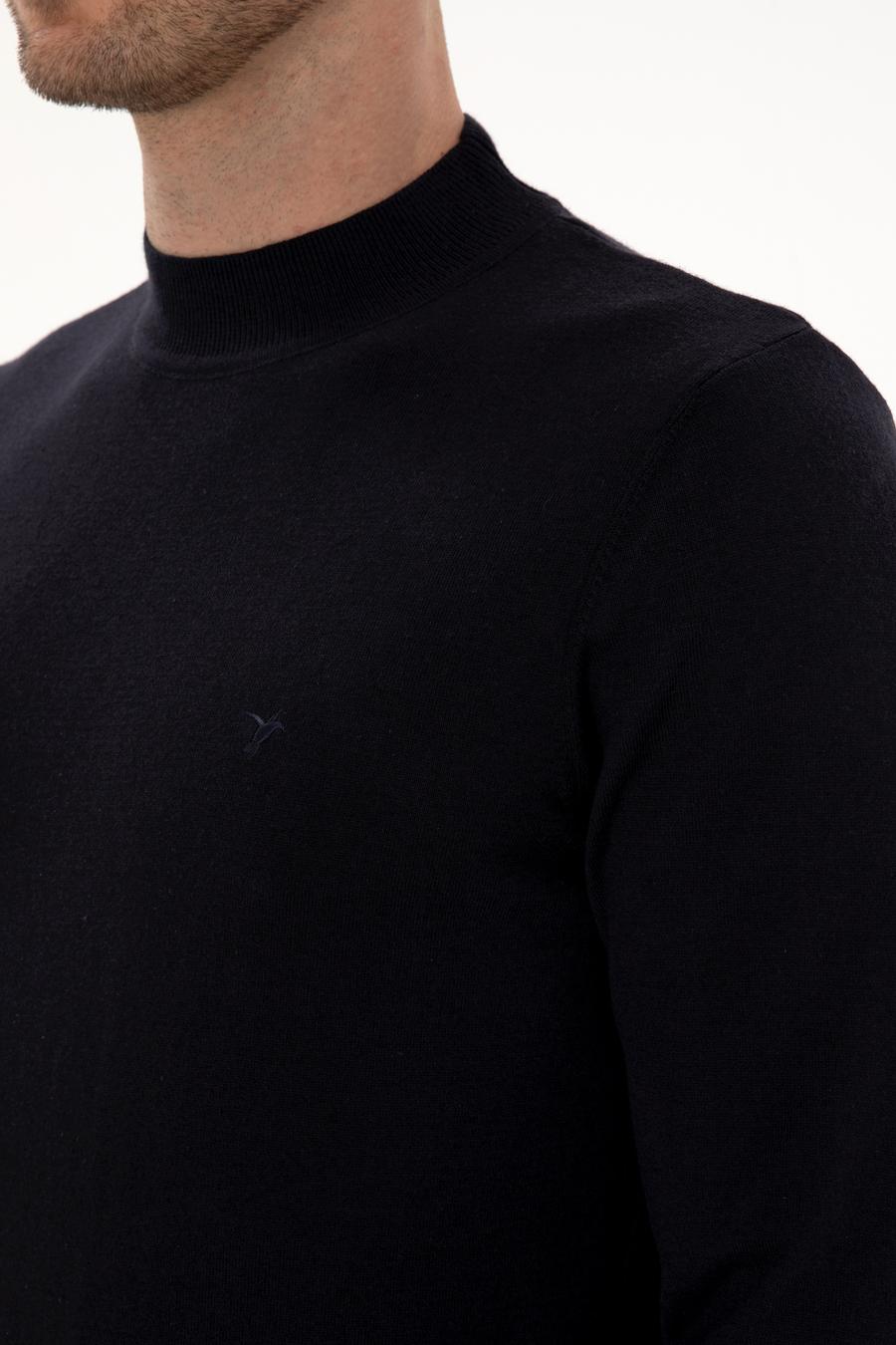 Lacivert Slim Fit Pamuk Karışımlı Çeyrek Balıkçı Yaka Basic Triko Kazak - 50318704014