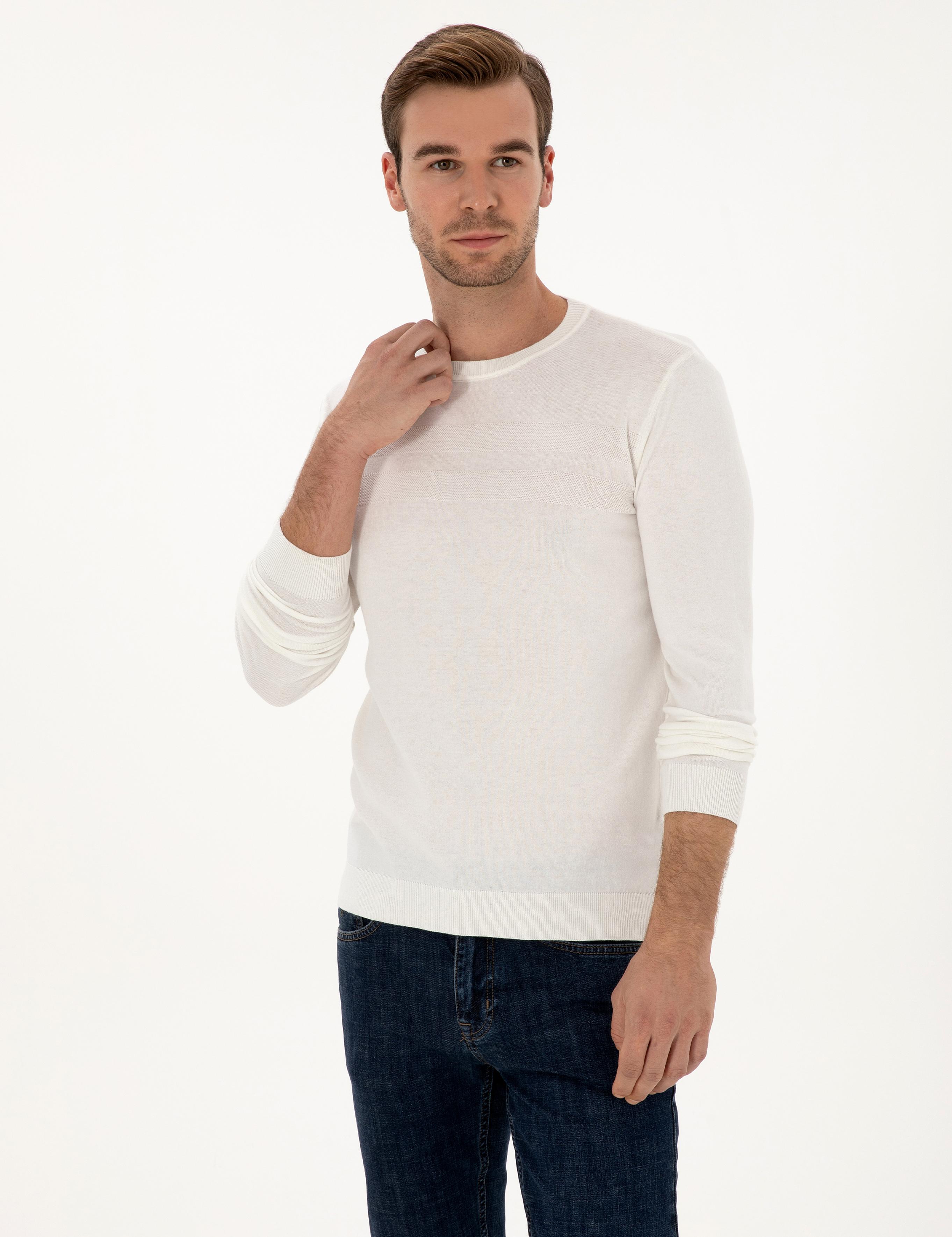 Camel Slim Fit Pamuk Karışımlı Bisiklet Yaka Triko Kazak - 50318982006