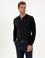 Lacivert Slim Fit Pamuk Karışımlı Fermuarlı Polo Yaka Triko Kazak