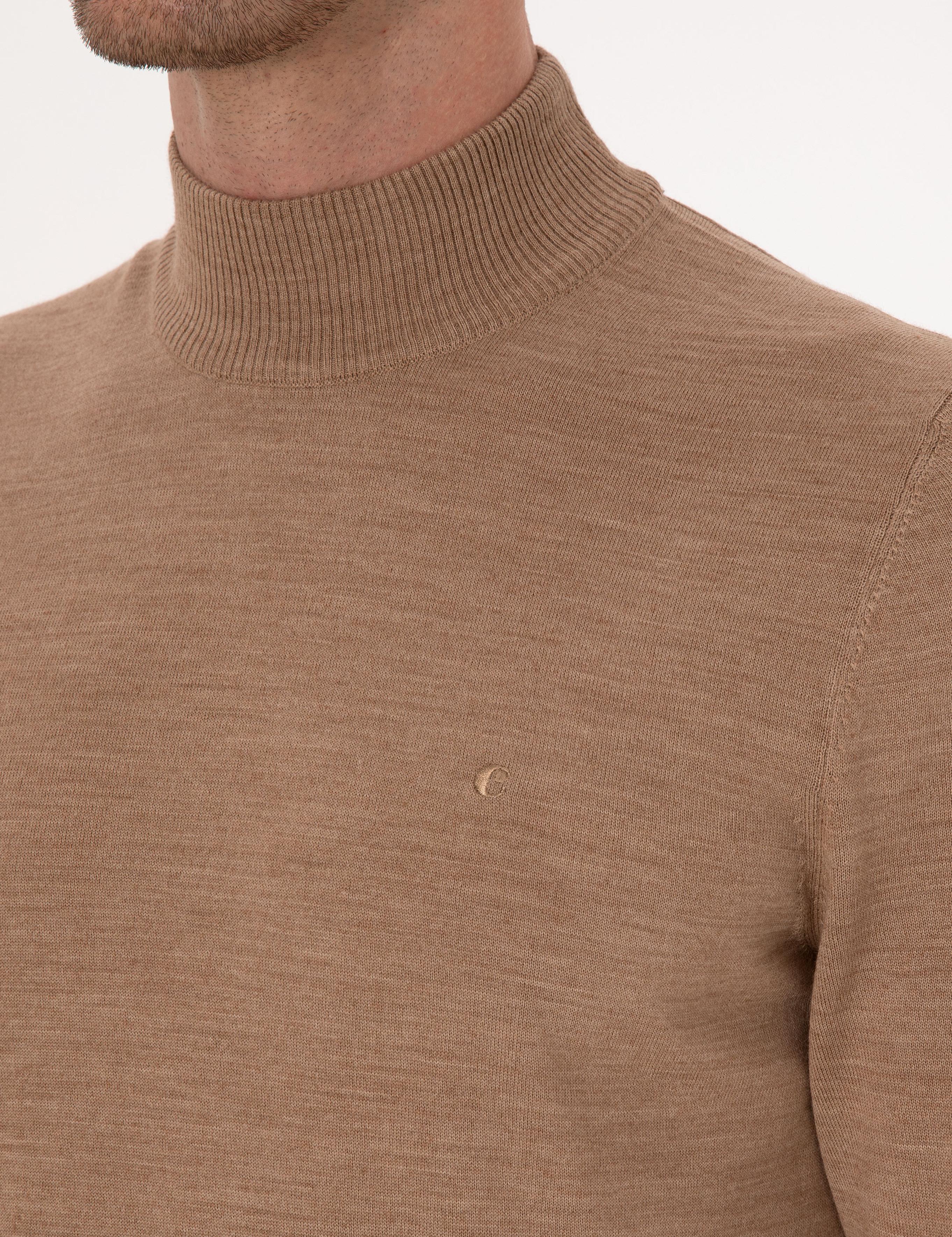 Camel Slim Fit Yün Karışımlı Yarım Balıkçı Basic Triko Kazak - 50315296001