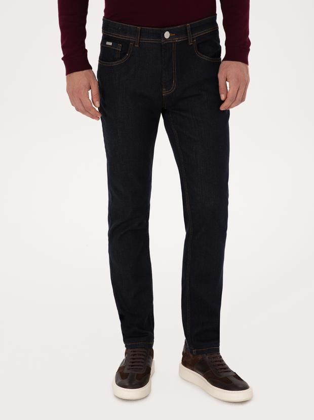 Lacivert Slim Fit Pamuk Karışımlı Jean Pantolon