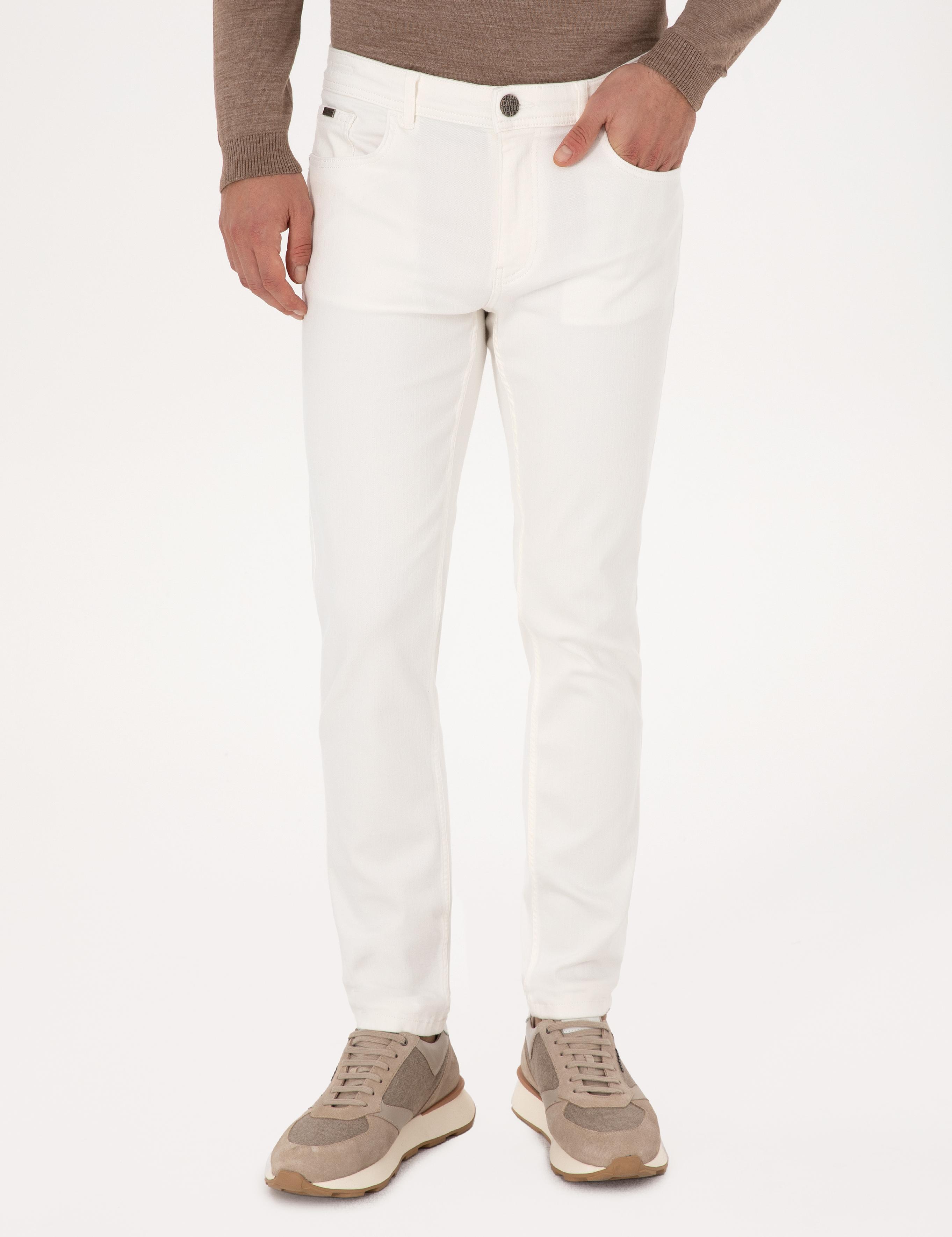 Beyaz Slim Fit Pamuk Liyosel Karışımlı Jean Pantolon - 50317113042