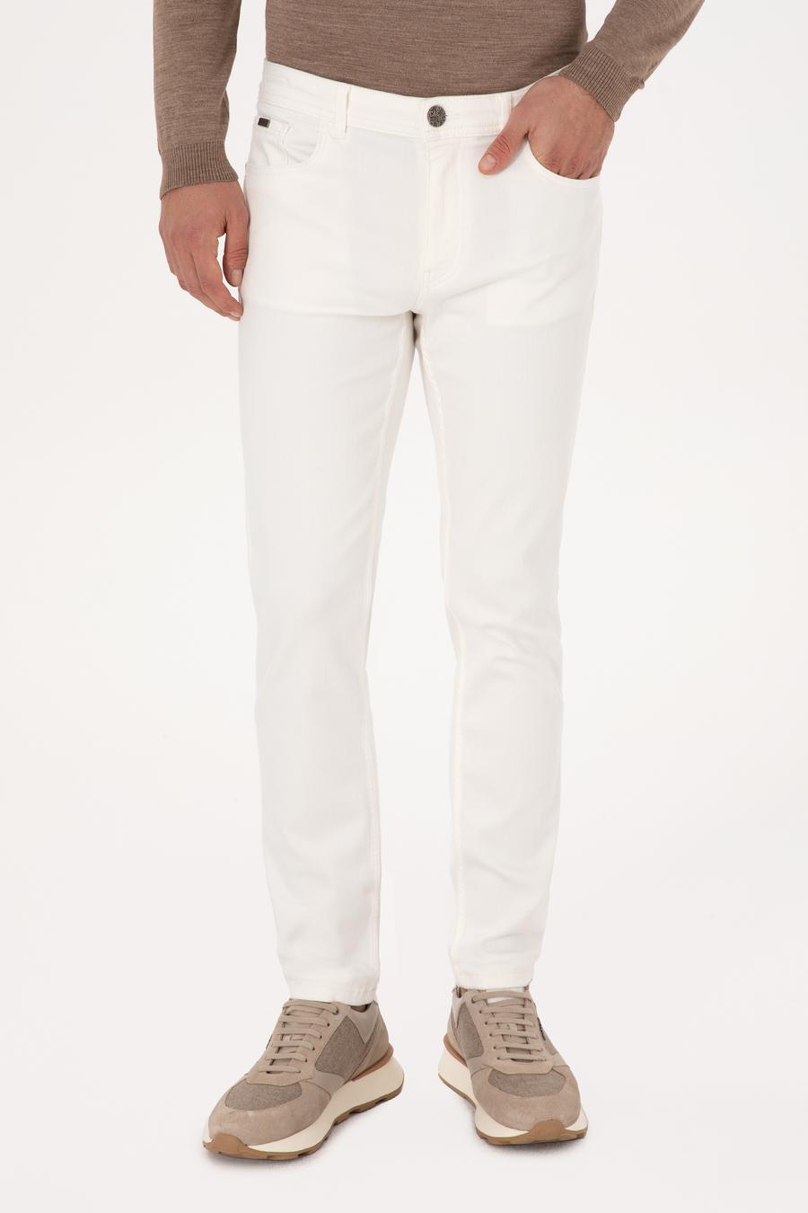 Beyaz Slim Fit Pamuk Liyosel Karışımlı Jean Pantolon - 50317113042