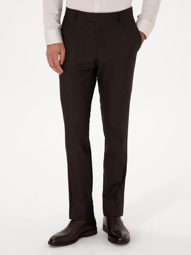Kahverengi Slim Fit Klasik Pantolon