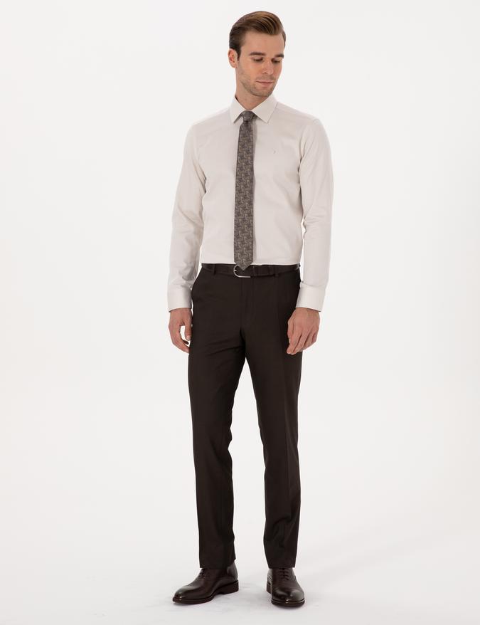 Kahverengi Slim Fit Klasik Pantolon
