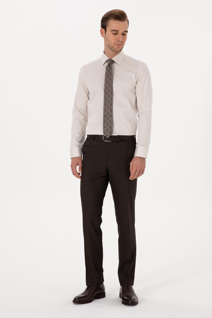 Kahverengi Slim Fit Klasik Pantolon - 50318985026