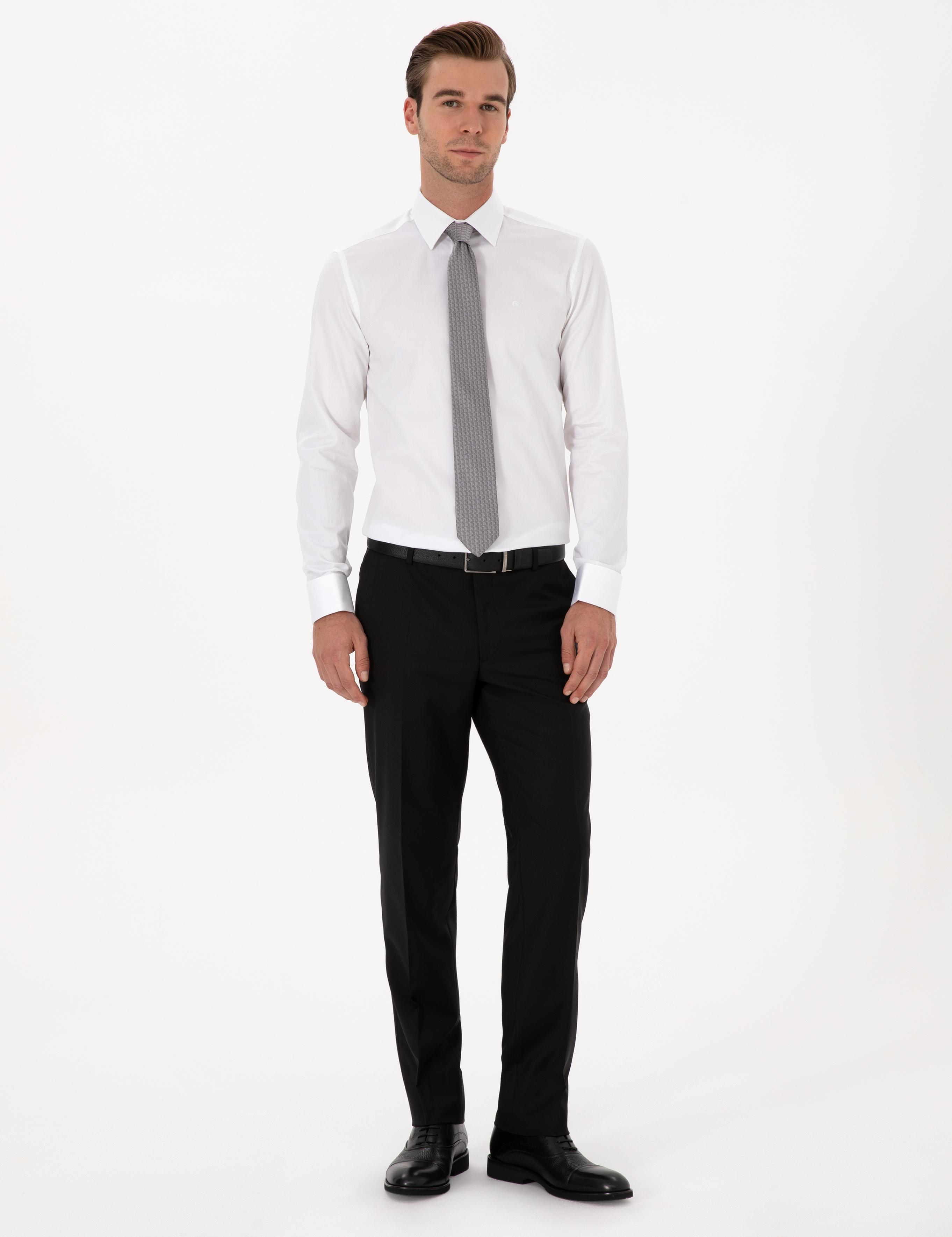 Beyaz Slim Fit Uzun Kollu Basic Gömlek - 50270147004
