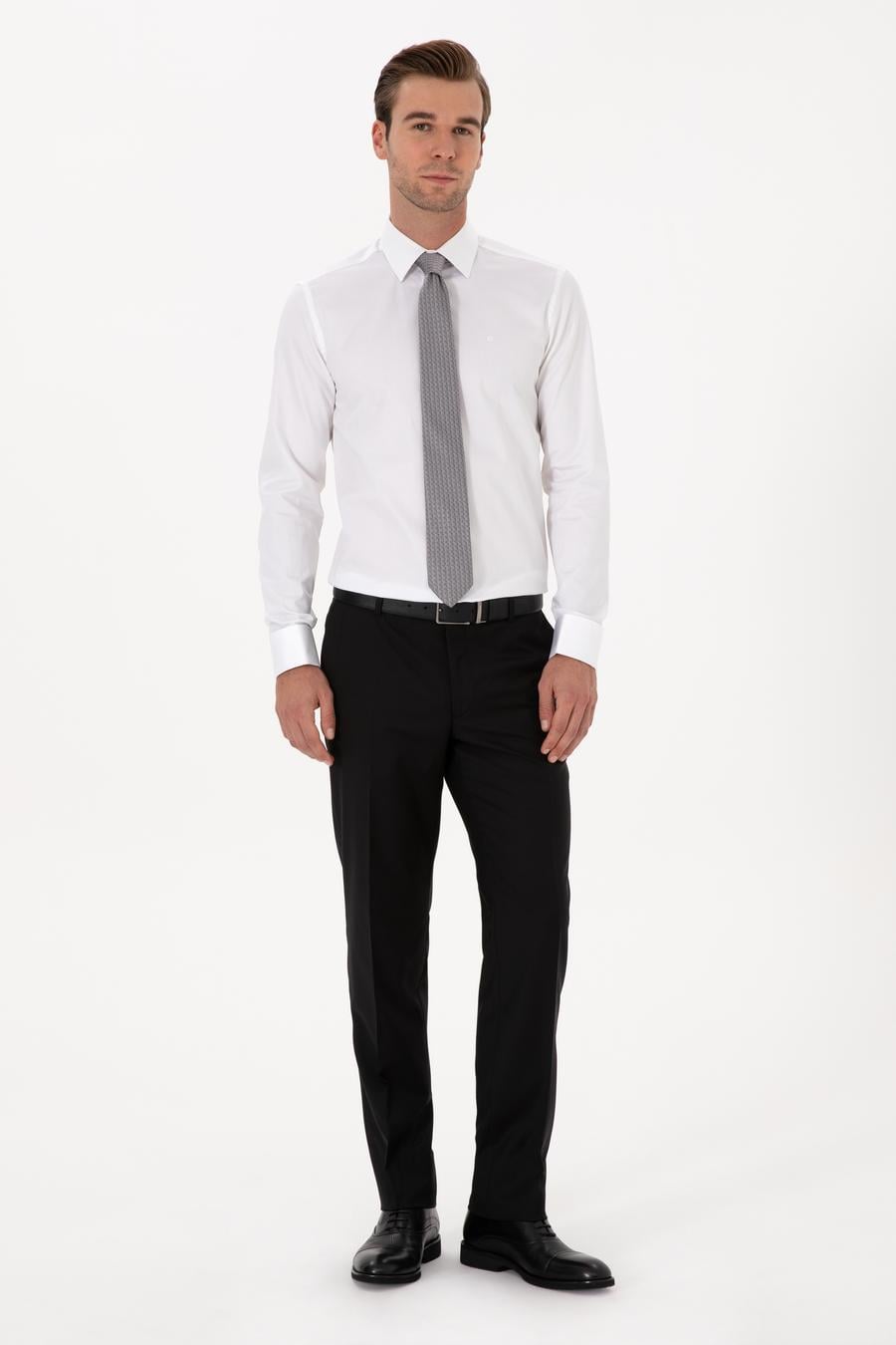Beyaz Slim Fit Uzun Kollu Basic Gömlek - 50270147004