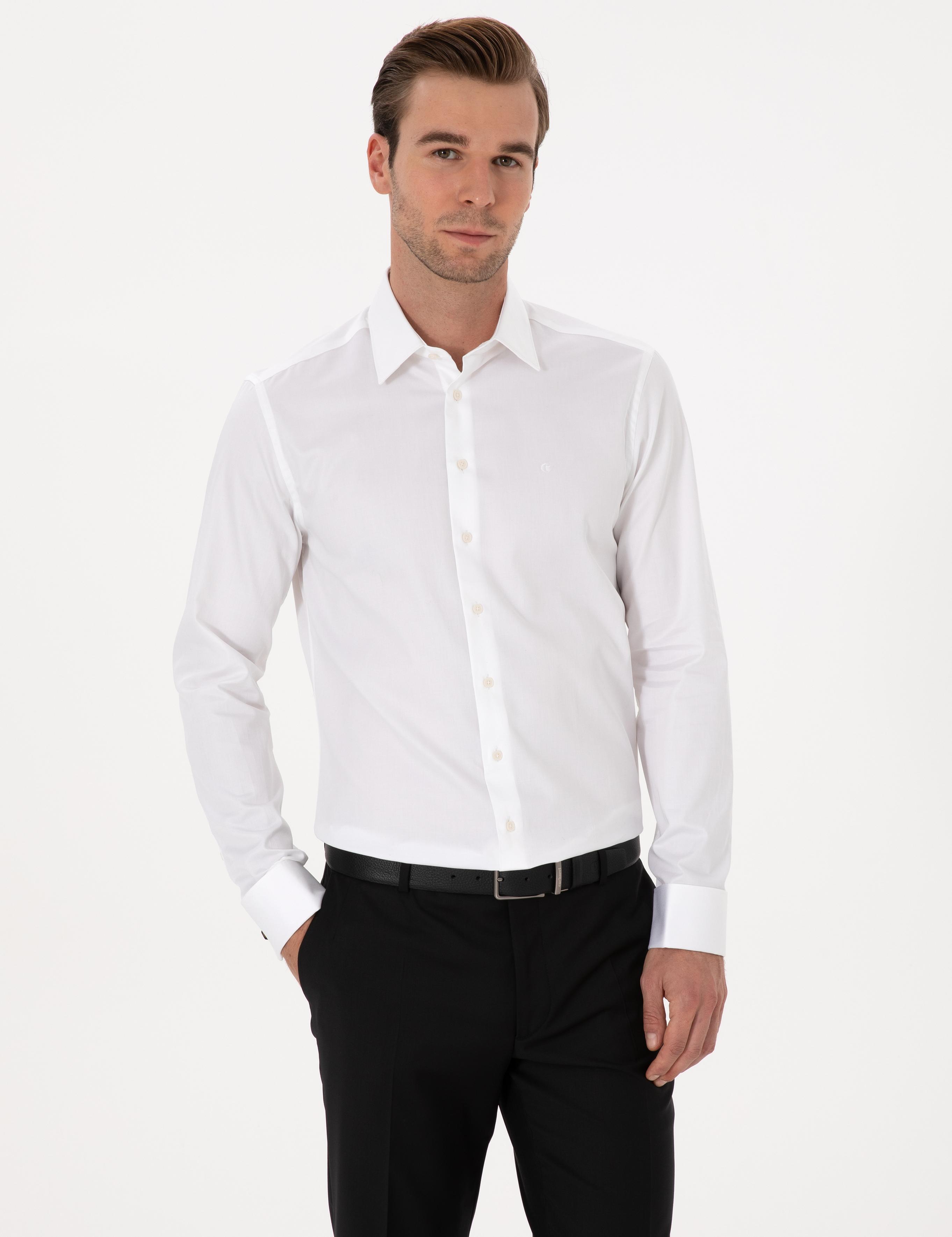 Beyaz Slim Fit Uzun Kollu Basic Gömlek - 50270147004