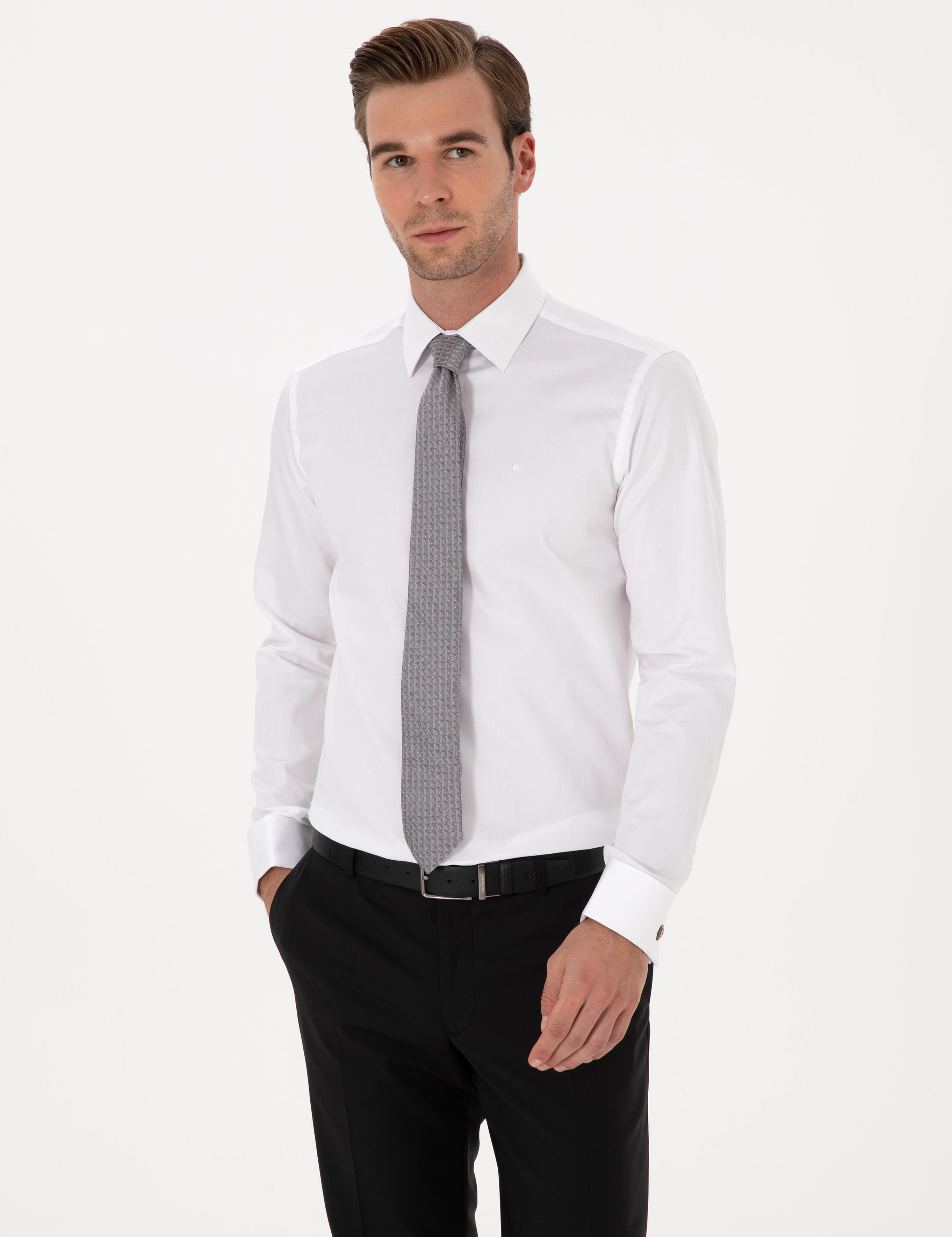 Beyaz Slim Fit Uzun Kollu Basic Gömlek - 50270147004