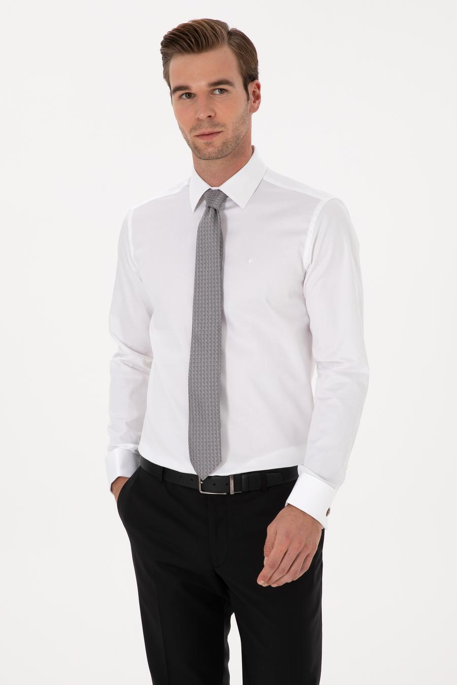 Beyaz Slim Fit Uzun Kollu Basic Gömlek - 50270147004