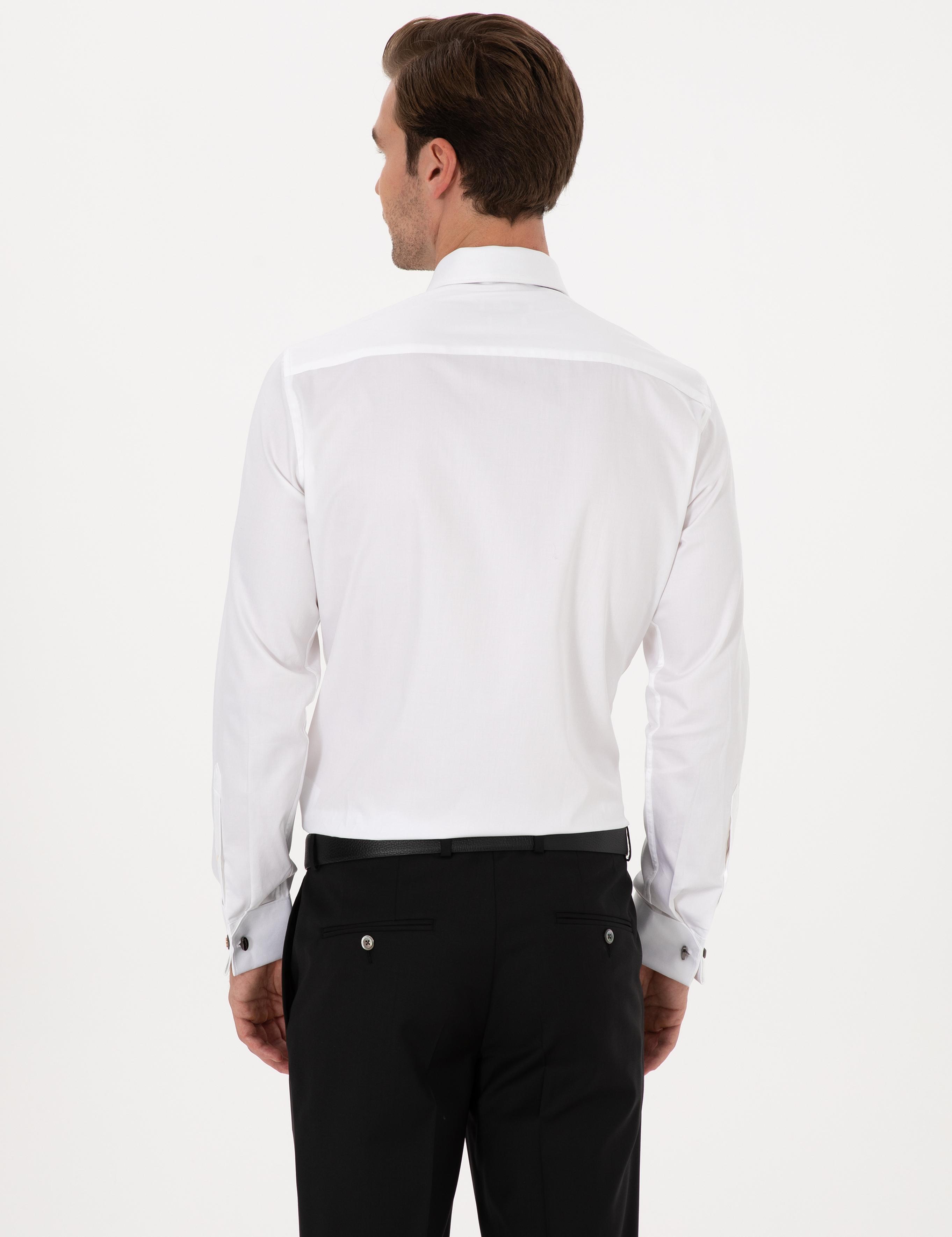 Beyaz Slim Fit Uzun Kollu Basic Gömlek - 50270147004