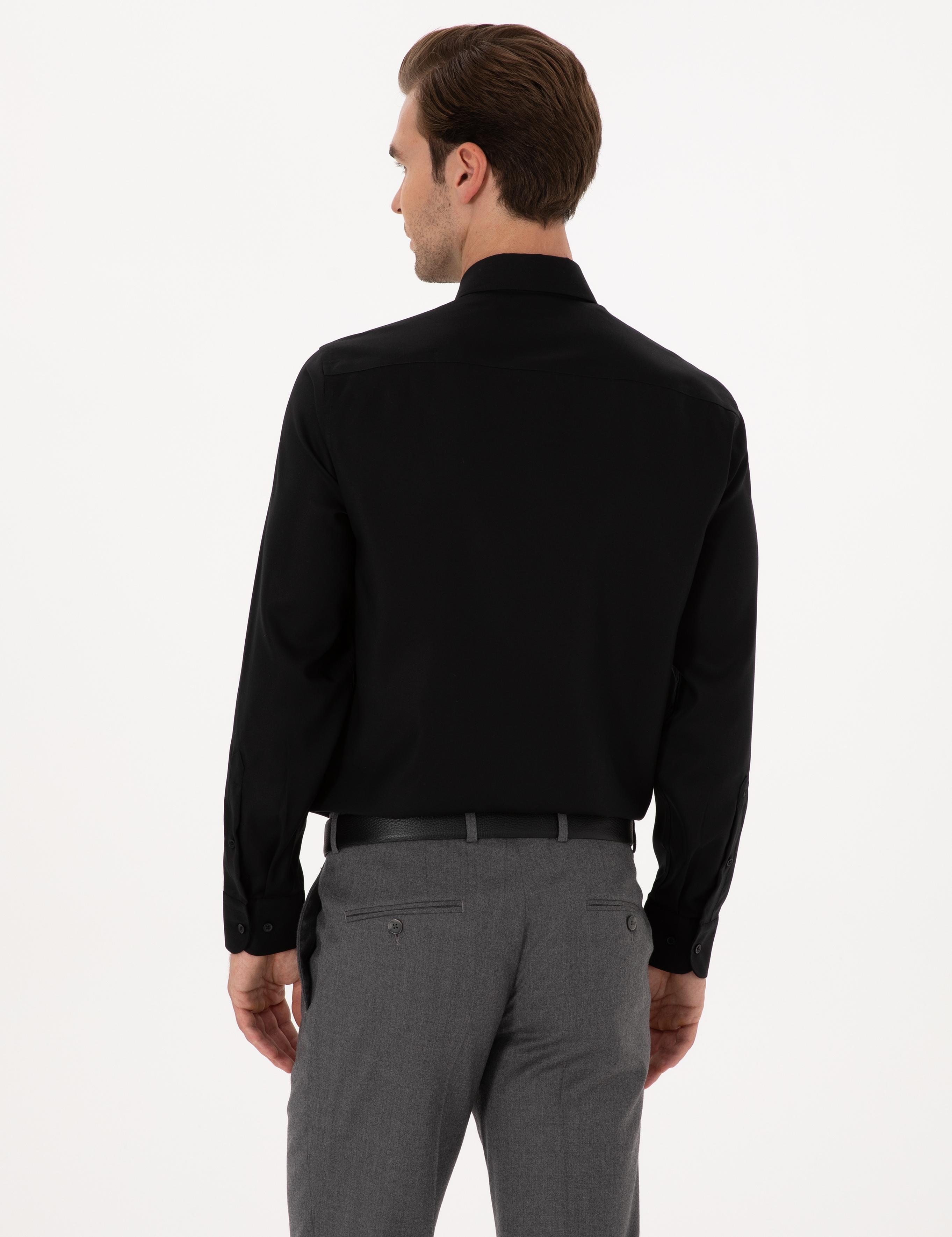 Siyah Slim Fit %100 Pamuk Yakası Düğmeli Oxford Gömlek - 50319721050