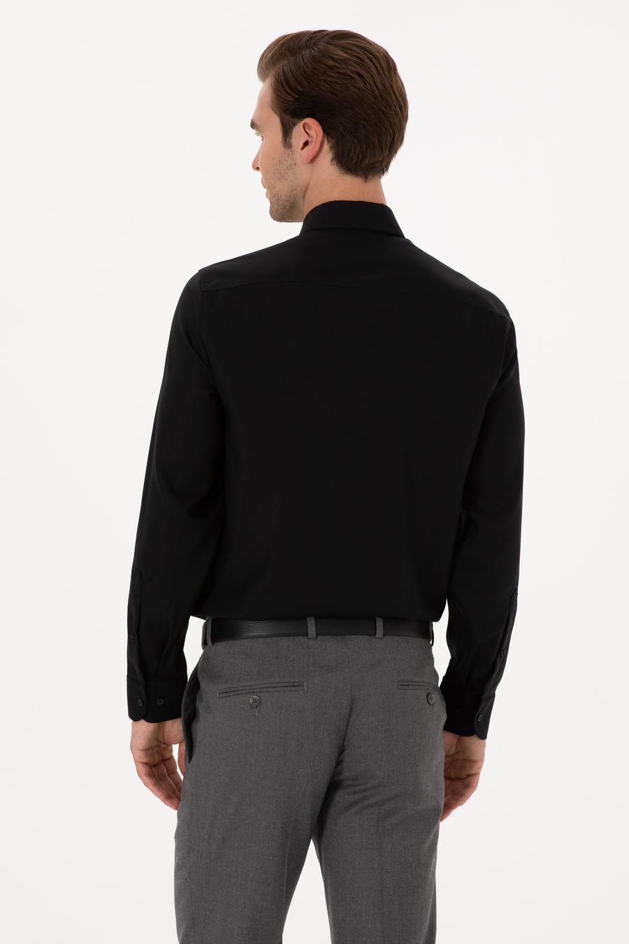 Siyah Slim Fit %100 Pamuk Yakası Düğmeli Oxford Gömlek - 50319721050