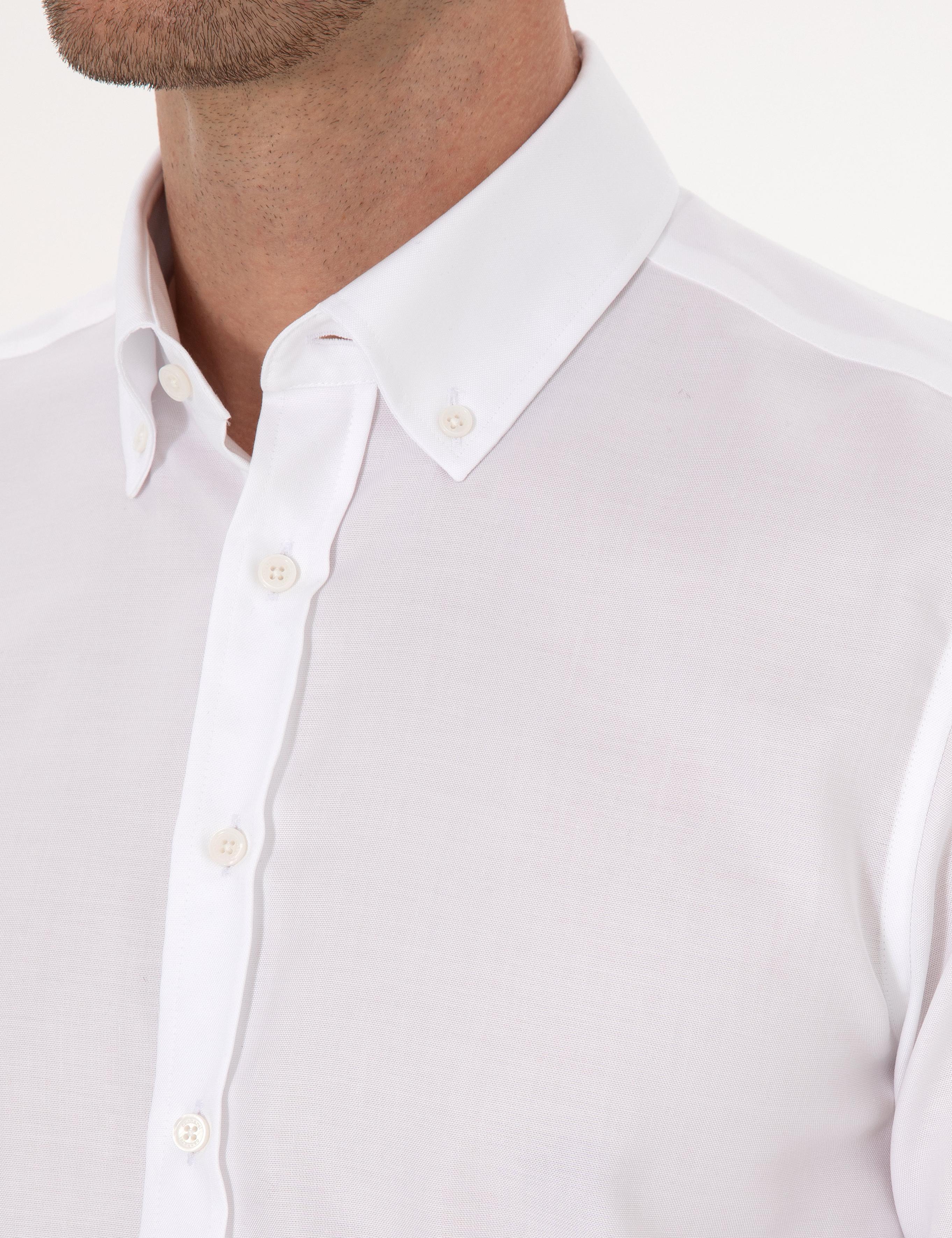Beyaz Slim Fit %100 Pamuk Yakası Düğmeli Oxford Gömlek - 50319721025