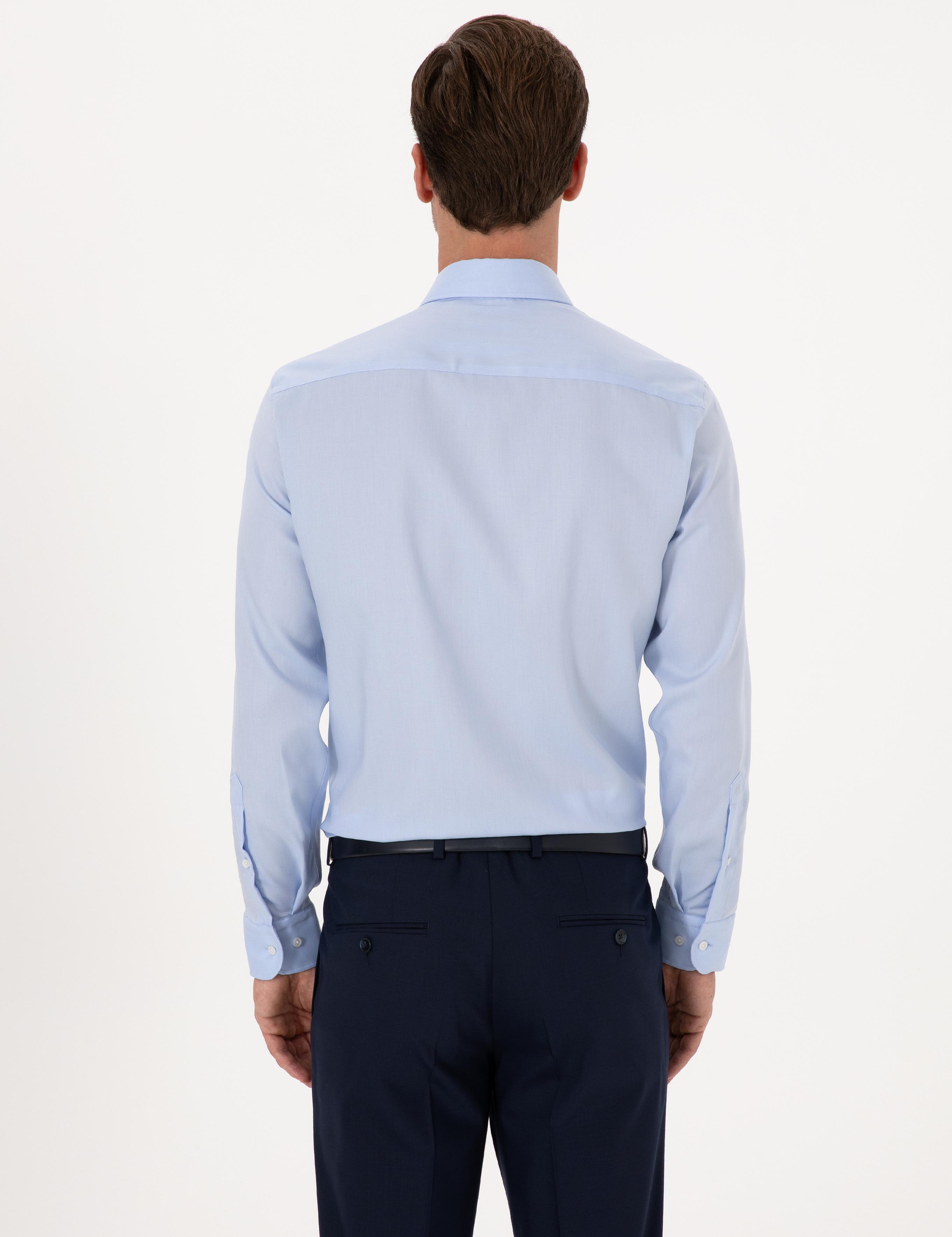 Açık Mavi Slim Fit %100 Pamuk Yakası Düğmeli Oxford Gömlek - 50319721006