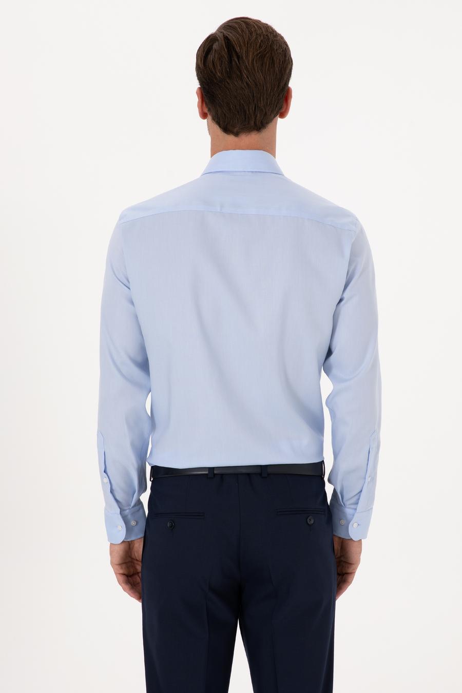 Açık Mavi Slim Fit %100 Pamuk Yakası Düğmeli Oxford Gömlek - 50319721006