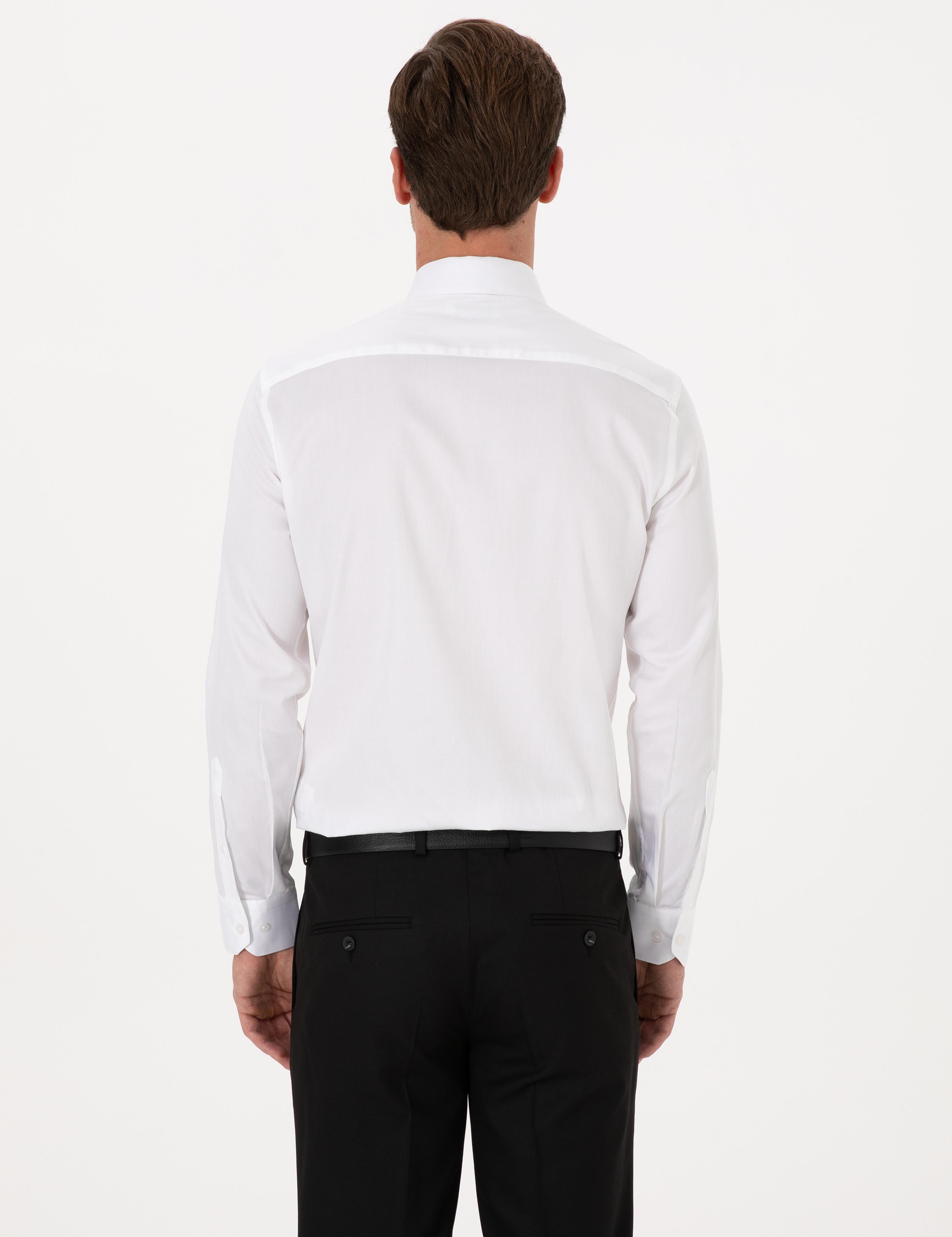 Beyaz Slim Fit %100 Pamuk Klasik Gömlek - 50318179004