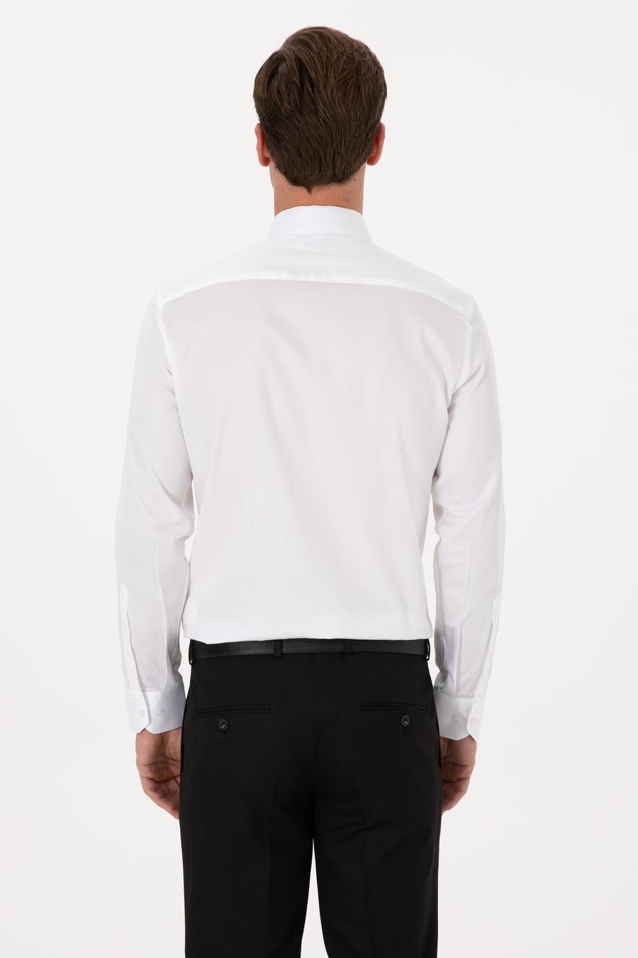 Beyaz Slim Fit %100 Pamuk Klasik Gömlek - 50318179004
